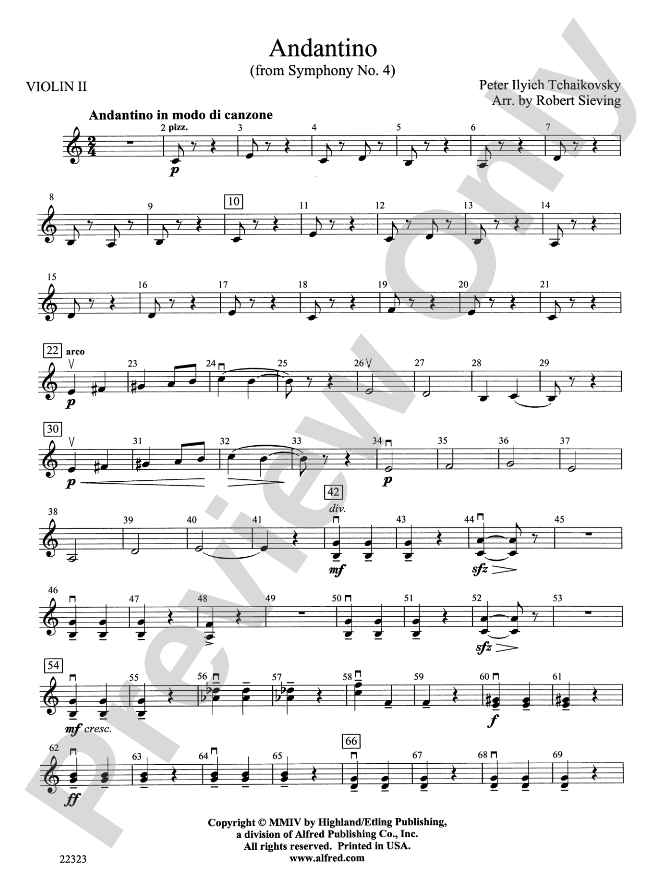 Andantino (from Symphony No. 4): 2nd Violin