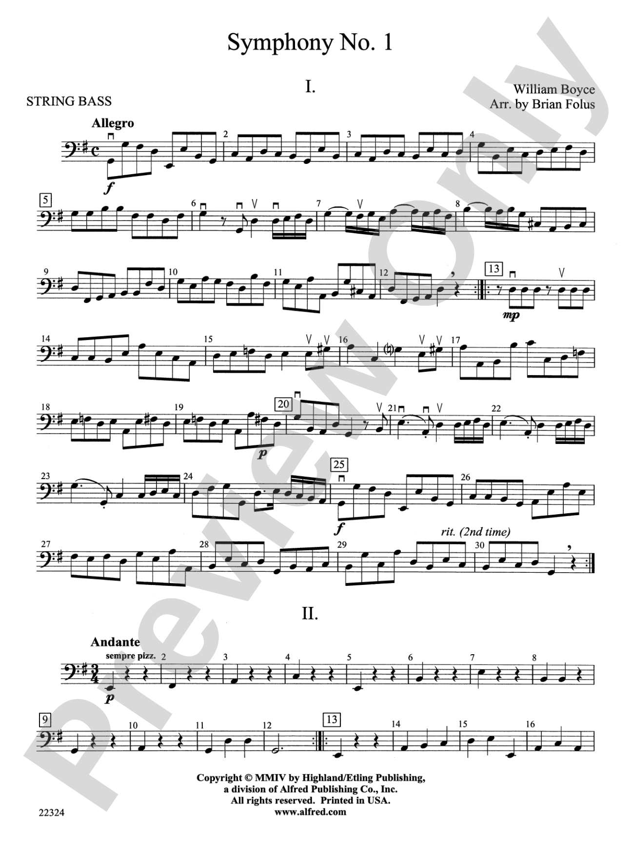 Symphony No. 1: String Bass