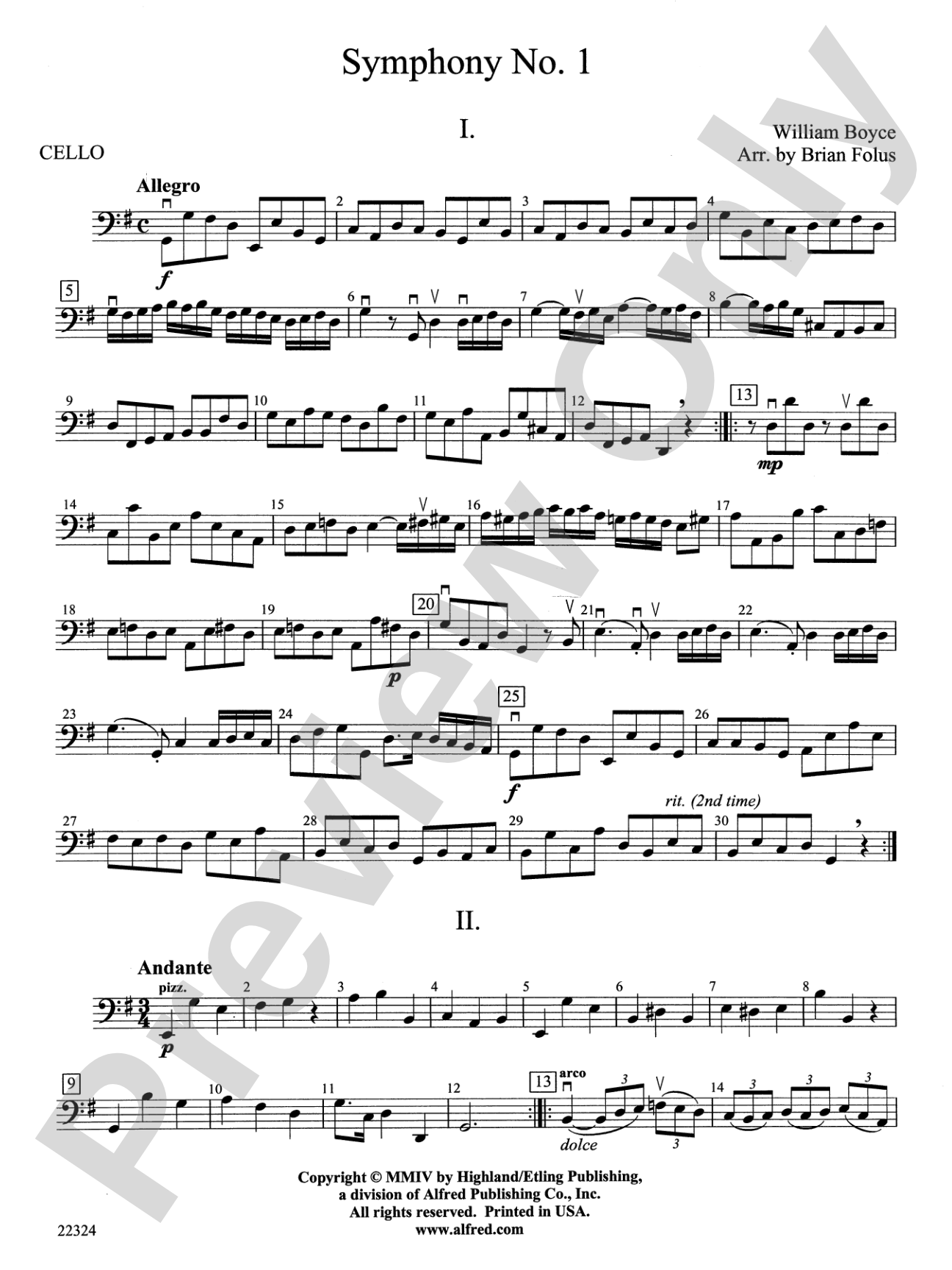 Symphony No. 1: Cello