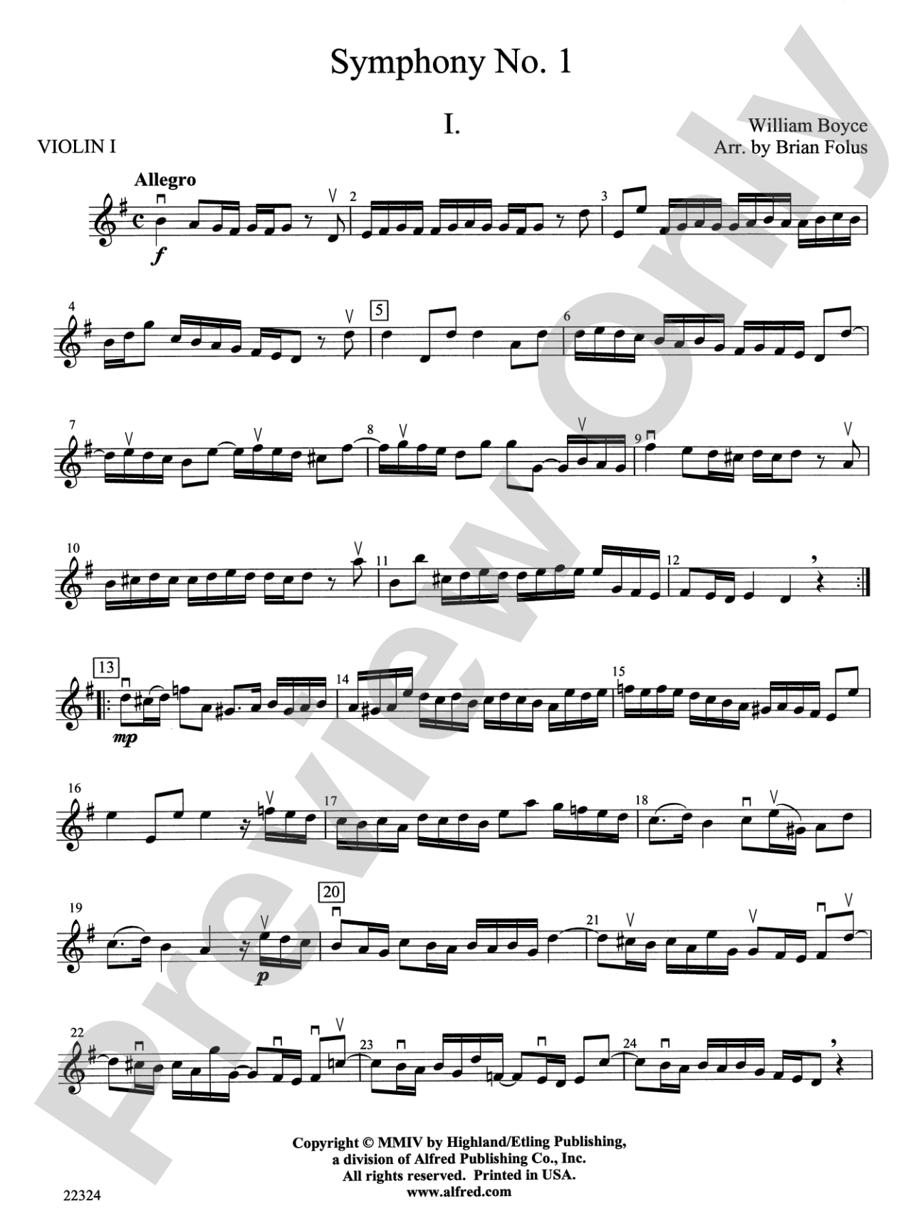Symphony No. 1: 1st Violin