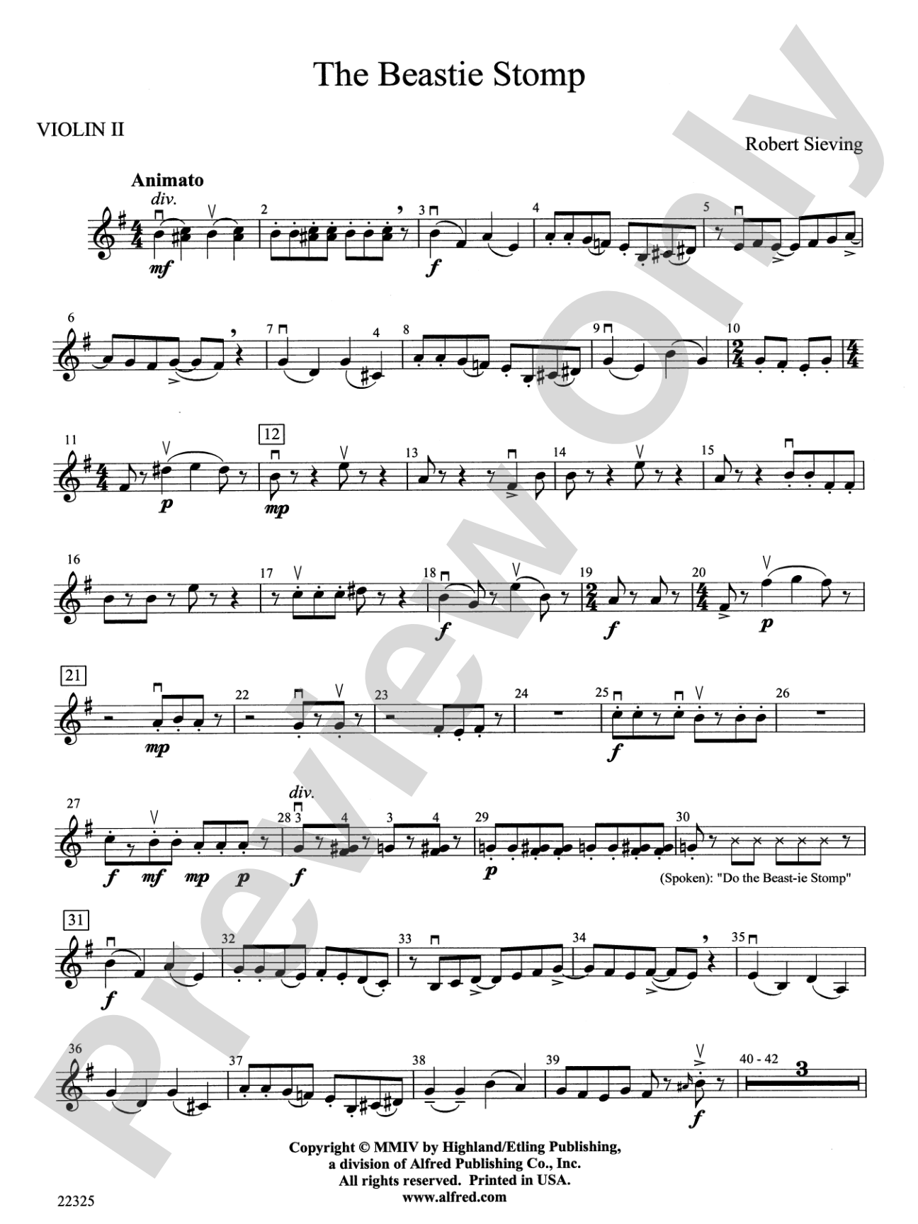 The Beastie Stomp: 2nd Violin