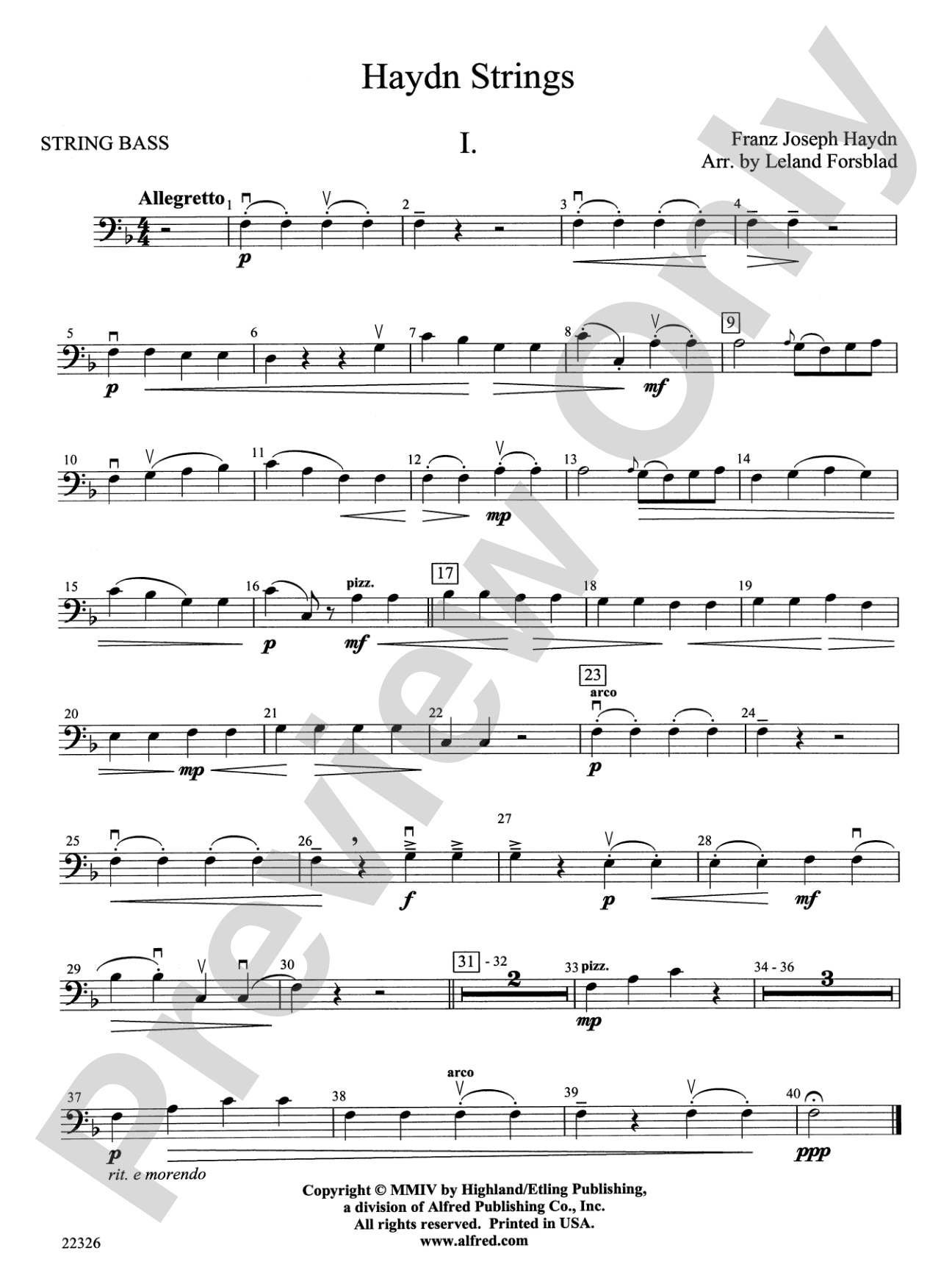 Haydn Strings: String Bass