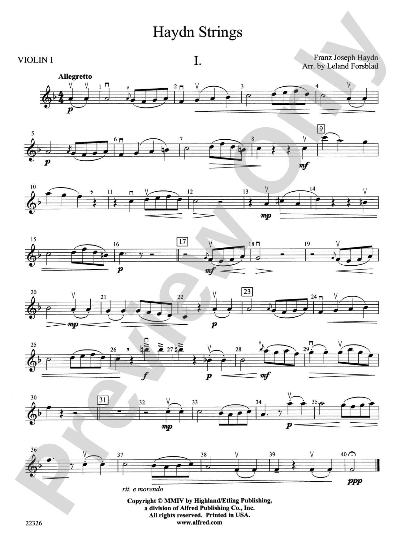 Haydn Strings: 1st Violin