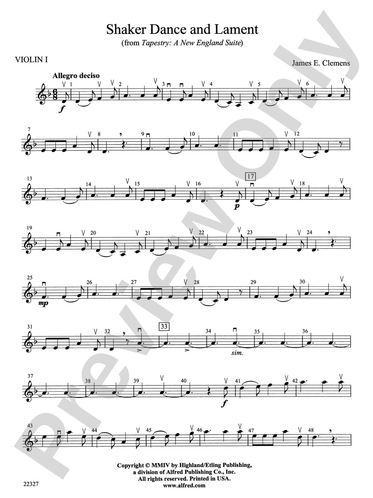 Shaker Dance and Lament: 1st Violin