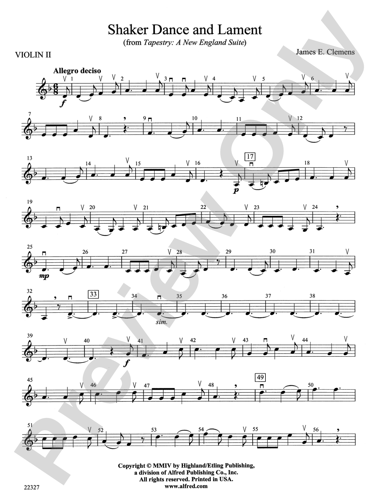 Shaker Dance and Lament: 2nd Violin