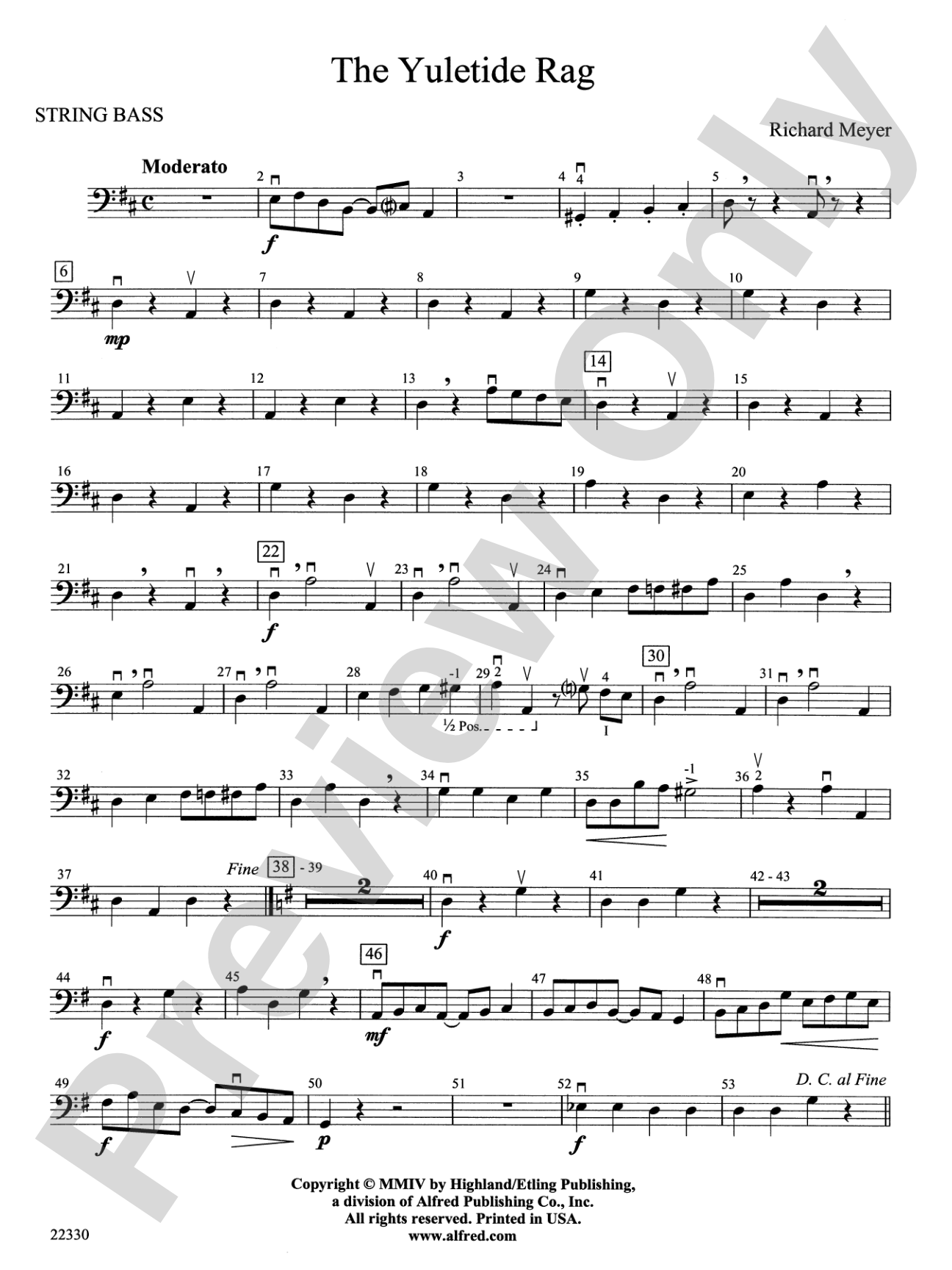 The Yuletide Rag: String Bass