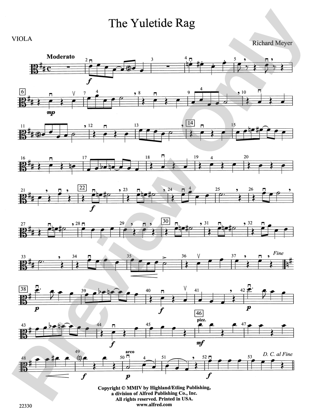 The Yuletide Rag: Viola