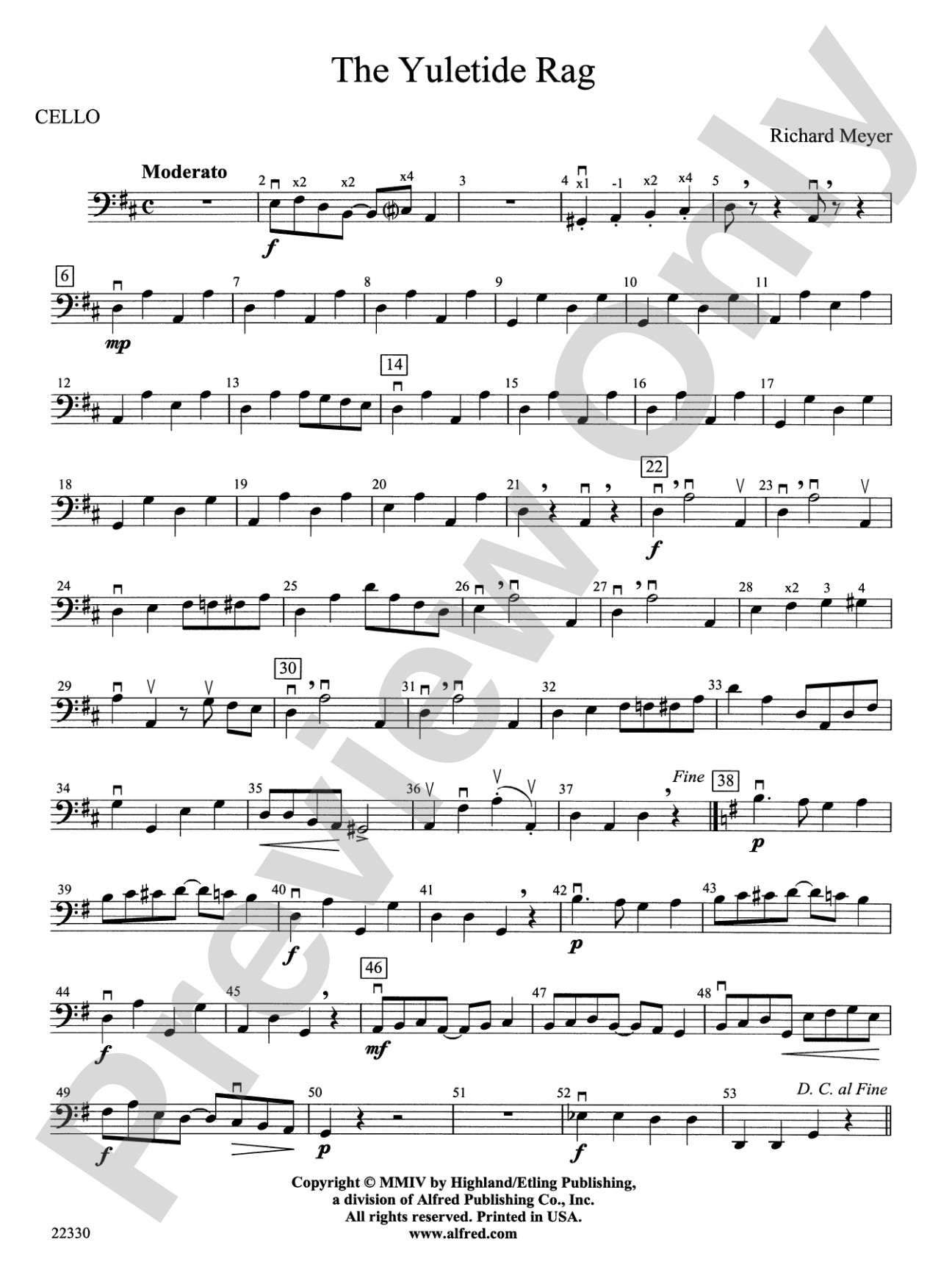 The Yuletide Rag: Cello