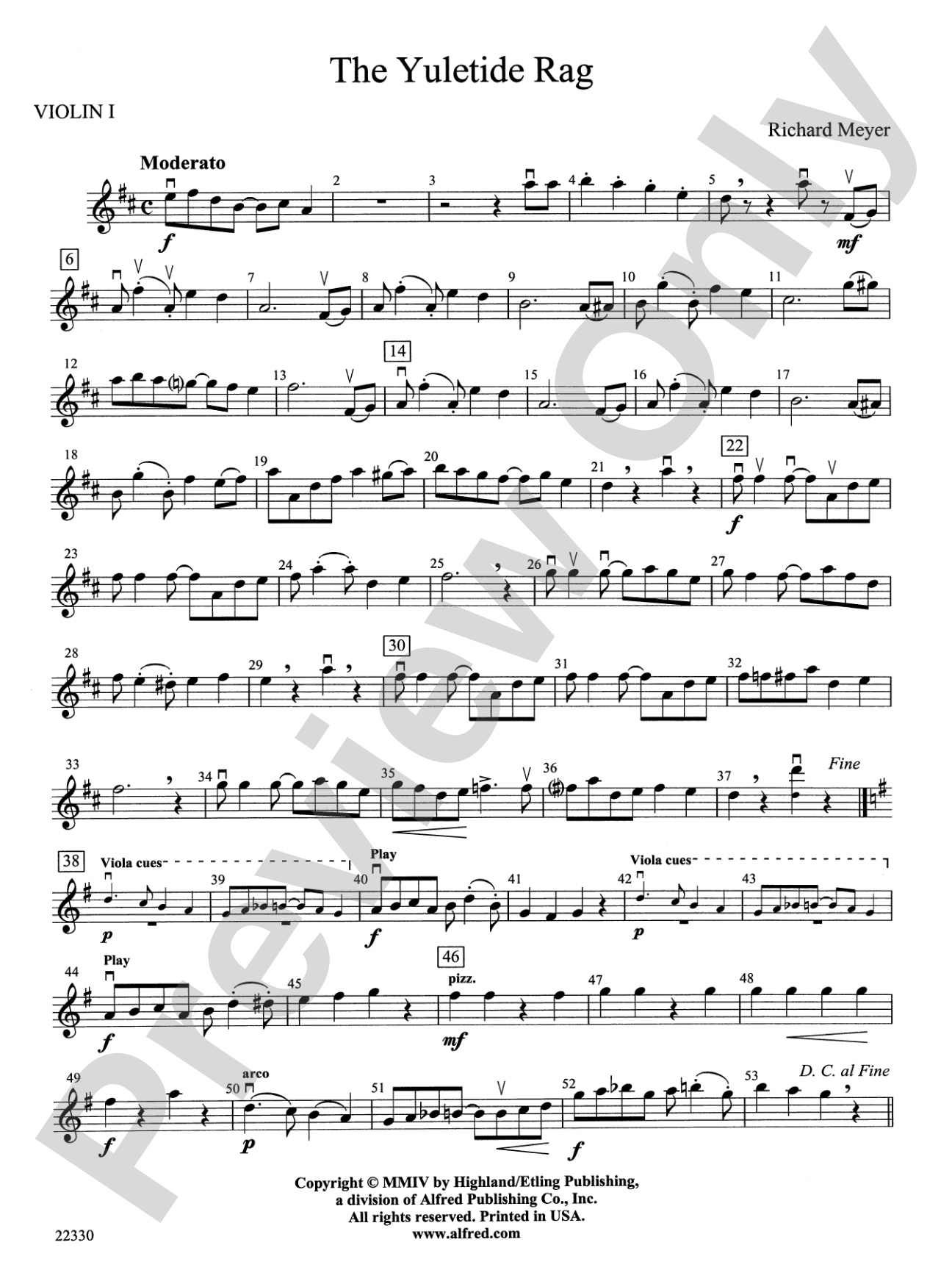The Yuletide Rag: 1st Violin