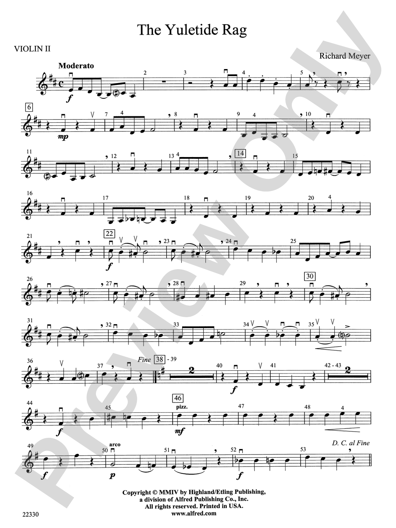 The Yuletide Rag: 2nd Violin