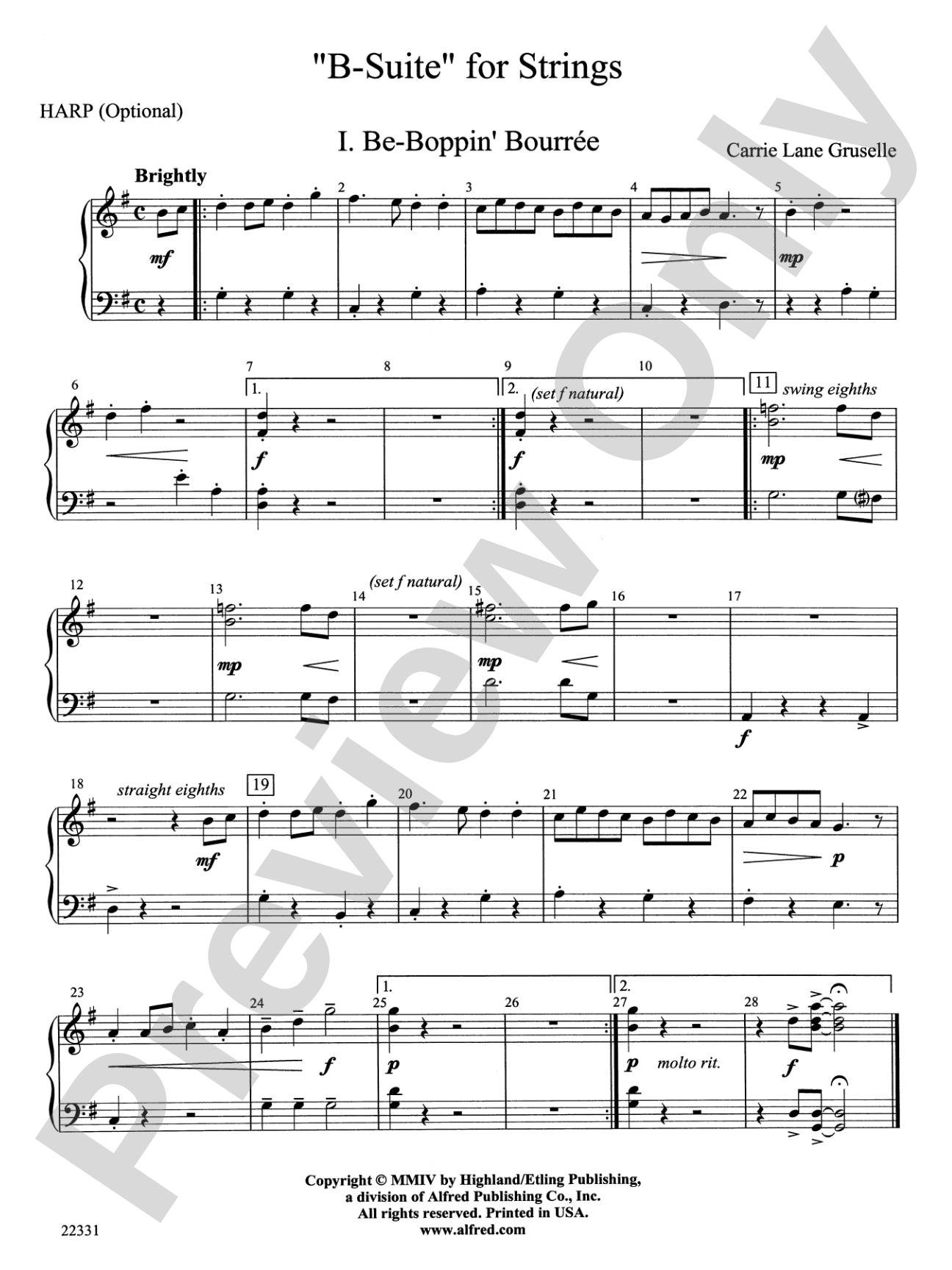 "B-Suite" for Strings: Piano Accompaniment