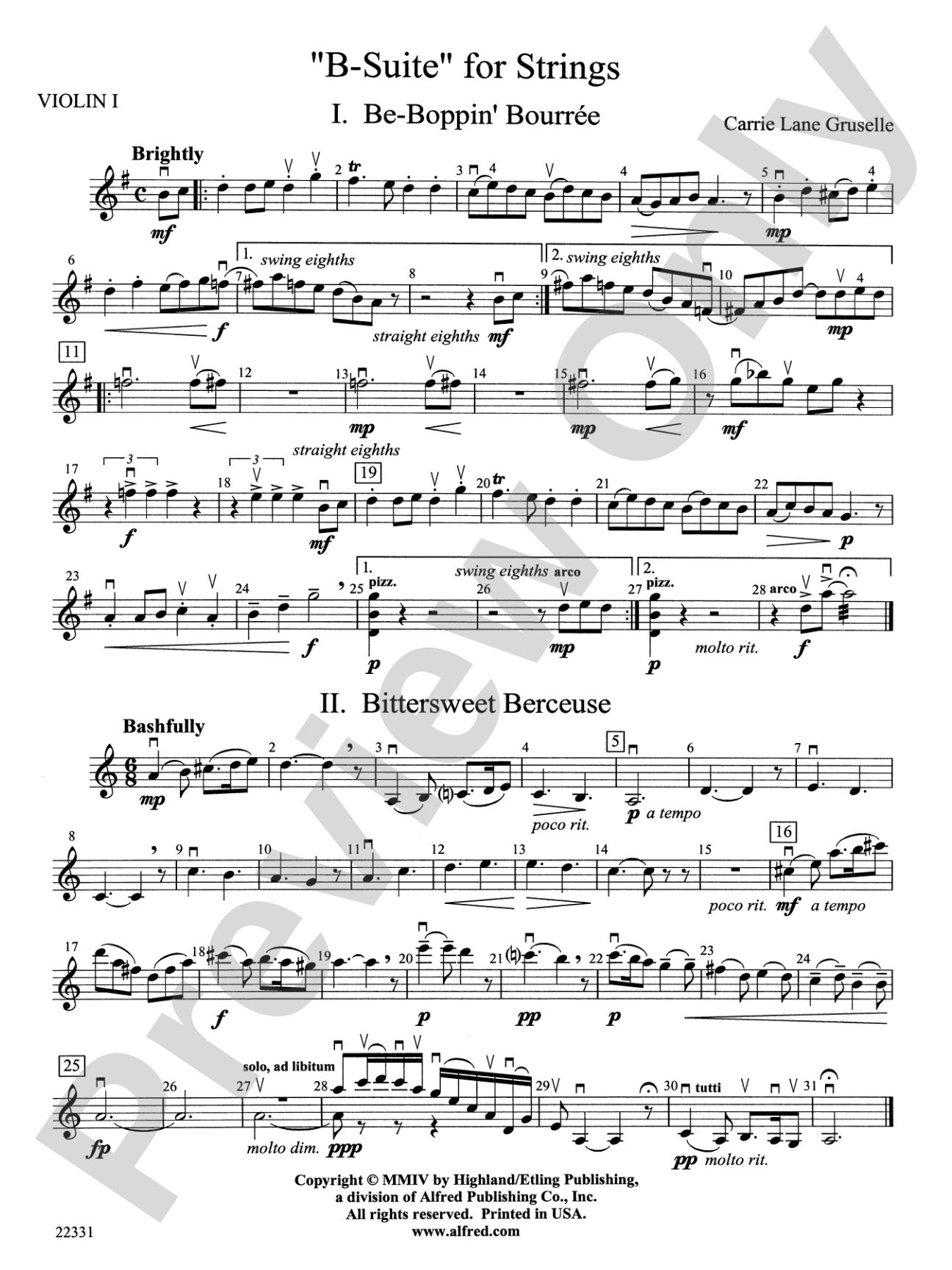 "B-Suite" for Strings: 1st Violin