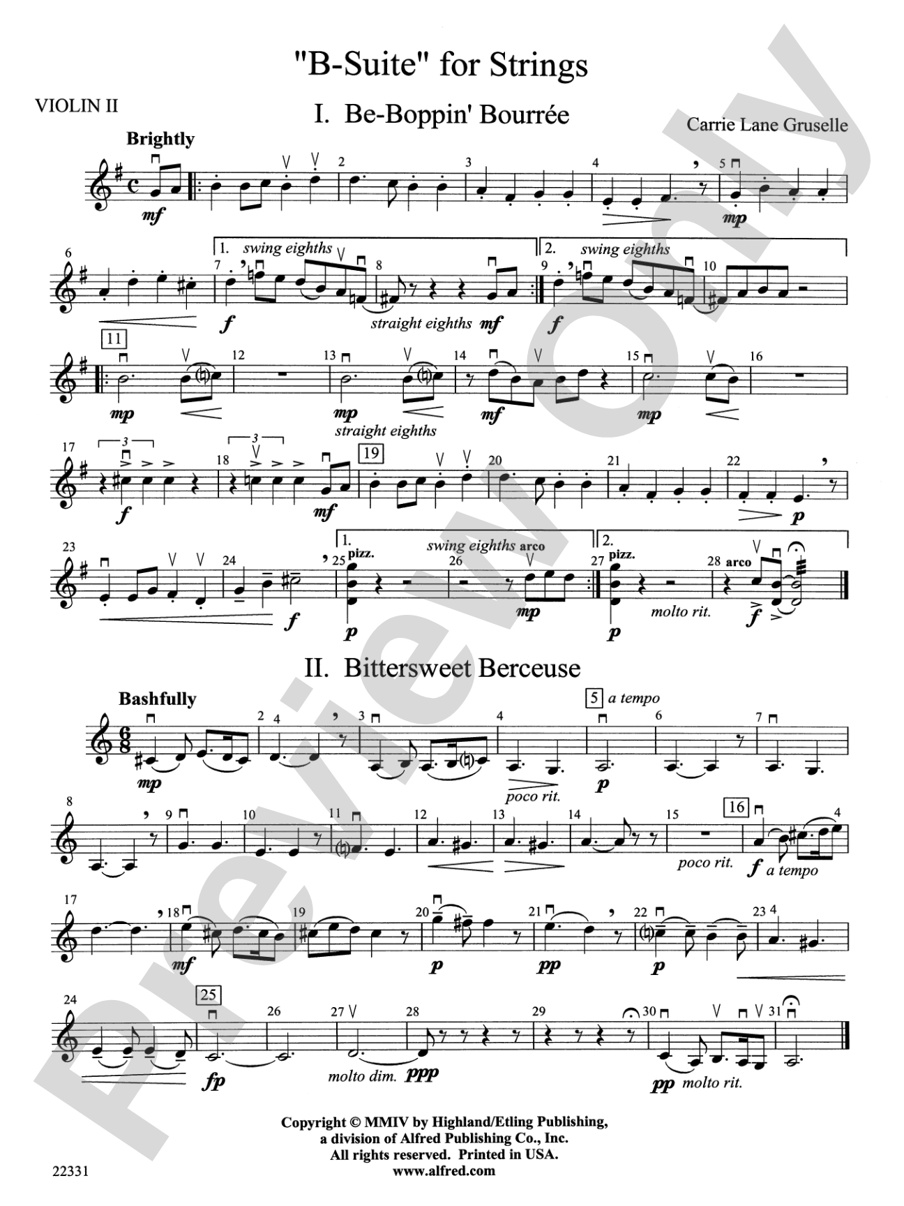 "B-Suite" for Strings: 2nd Violin