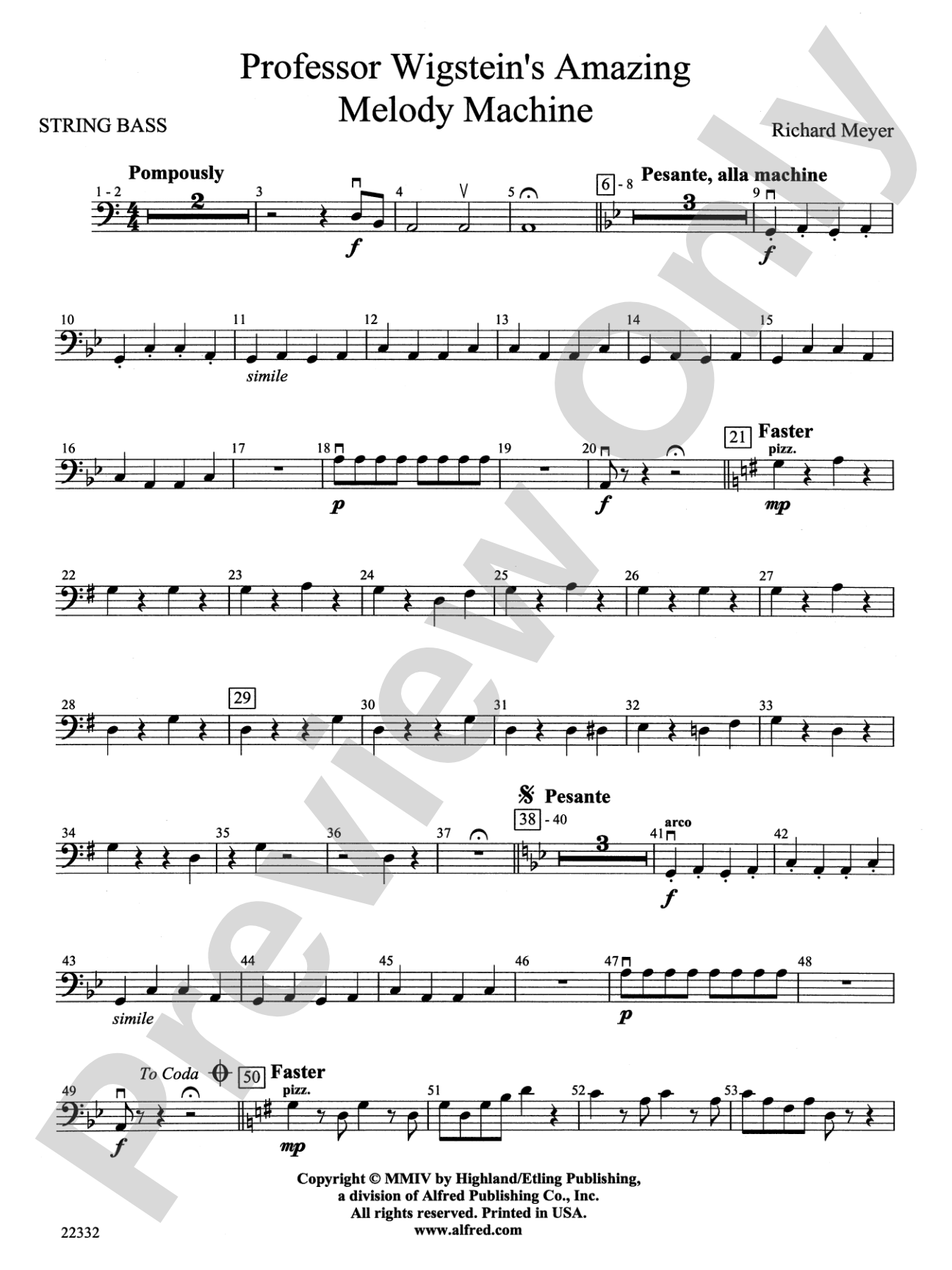 Professor Wigstein's Amazing Melody Machine: String Bass