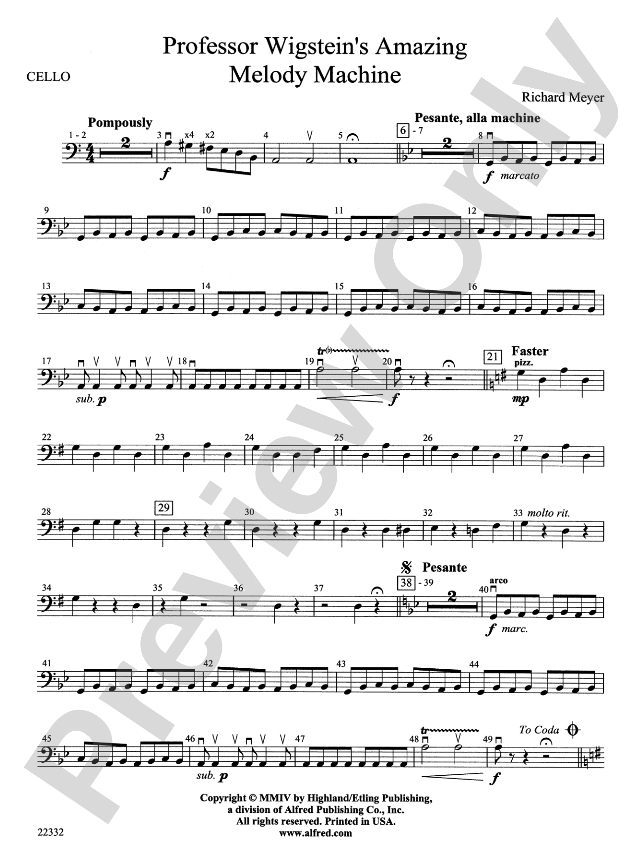 Professor Wigstein's Amazing Melody Machine: Cello