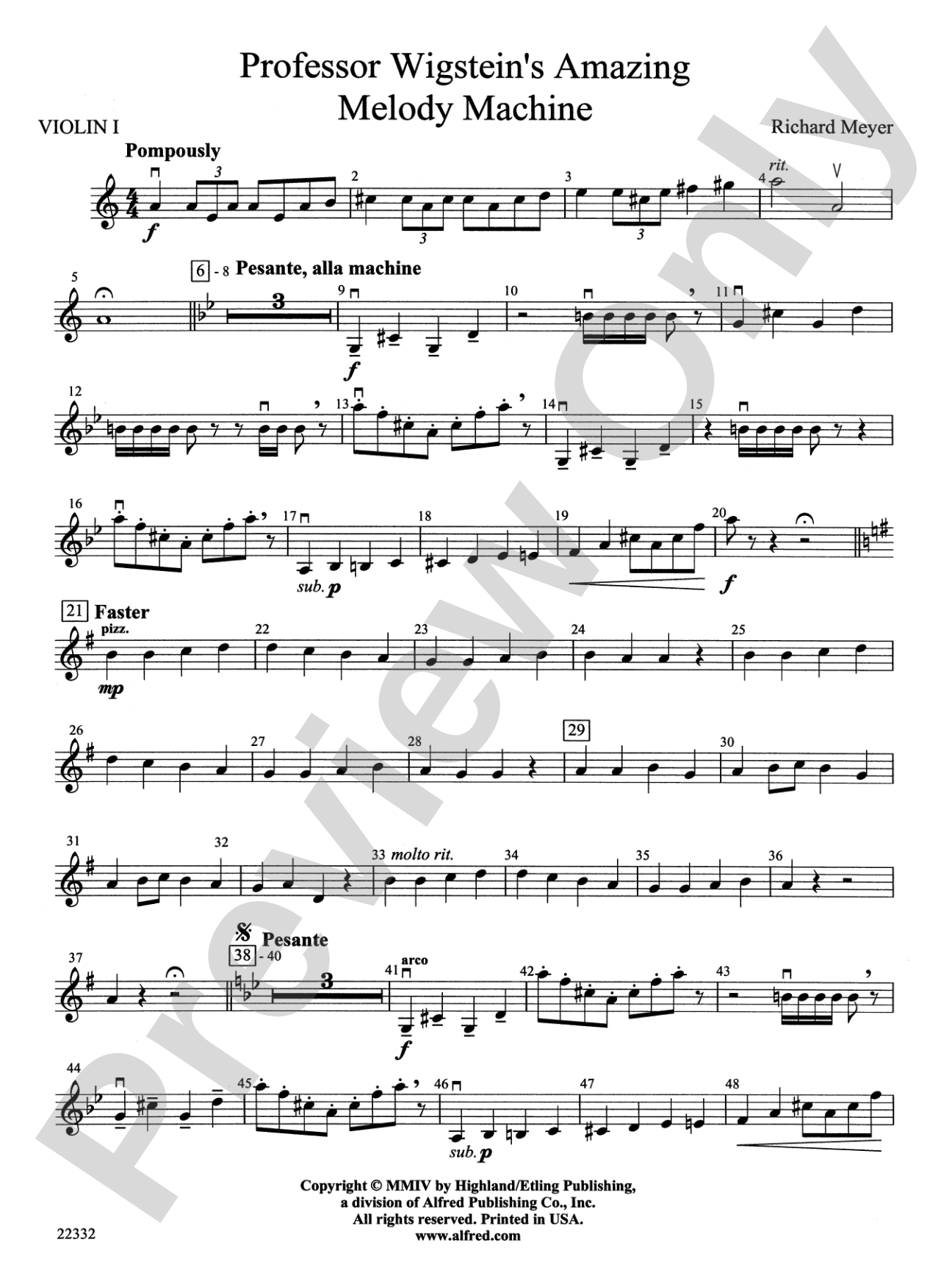 Professor Wigstein's Amazing Melody Machine: 1st Violin