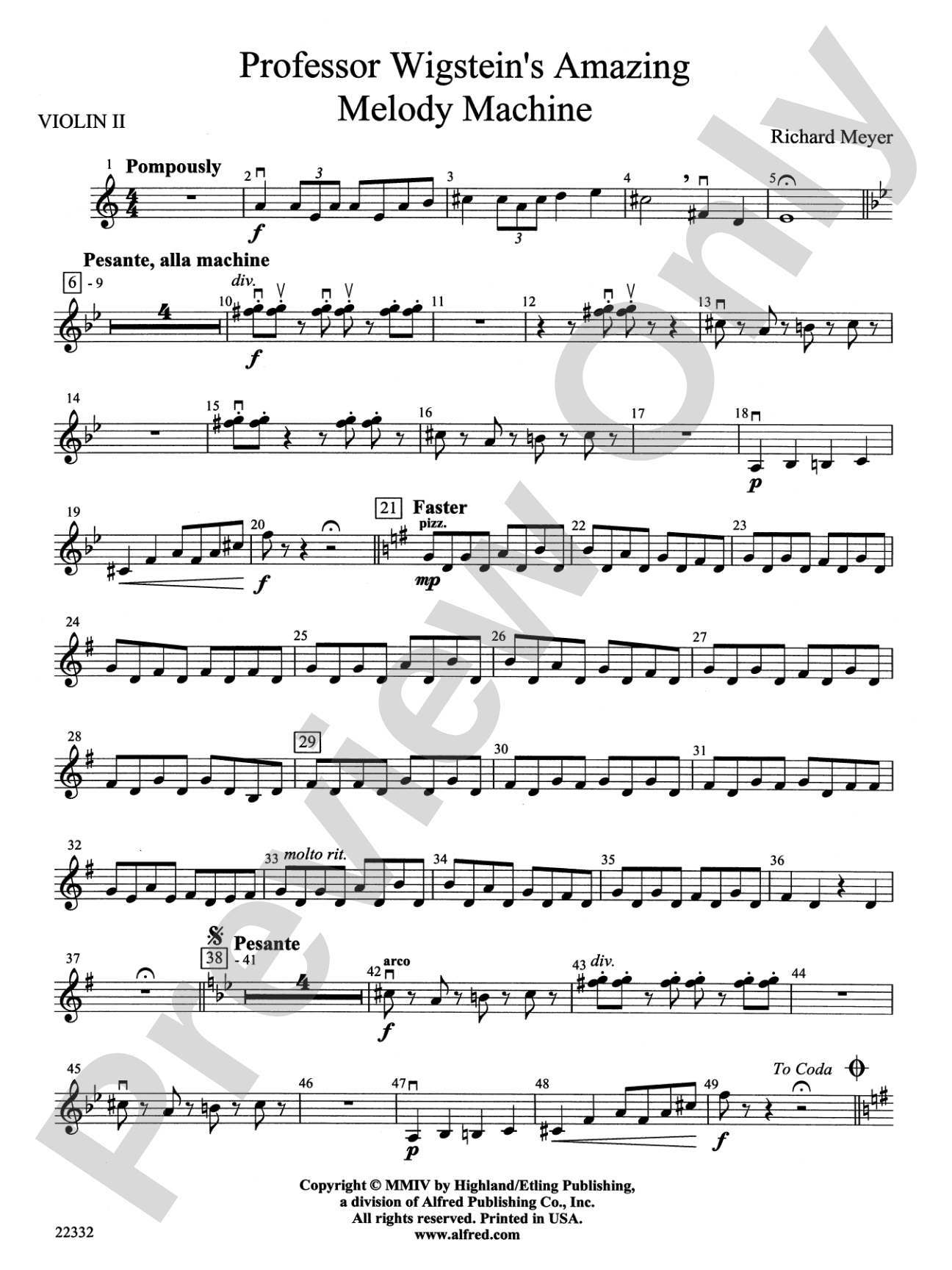Professor Wigstein's Amazing Melody Machine: 2nd Violin
