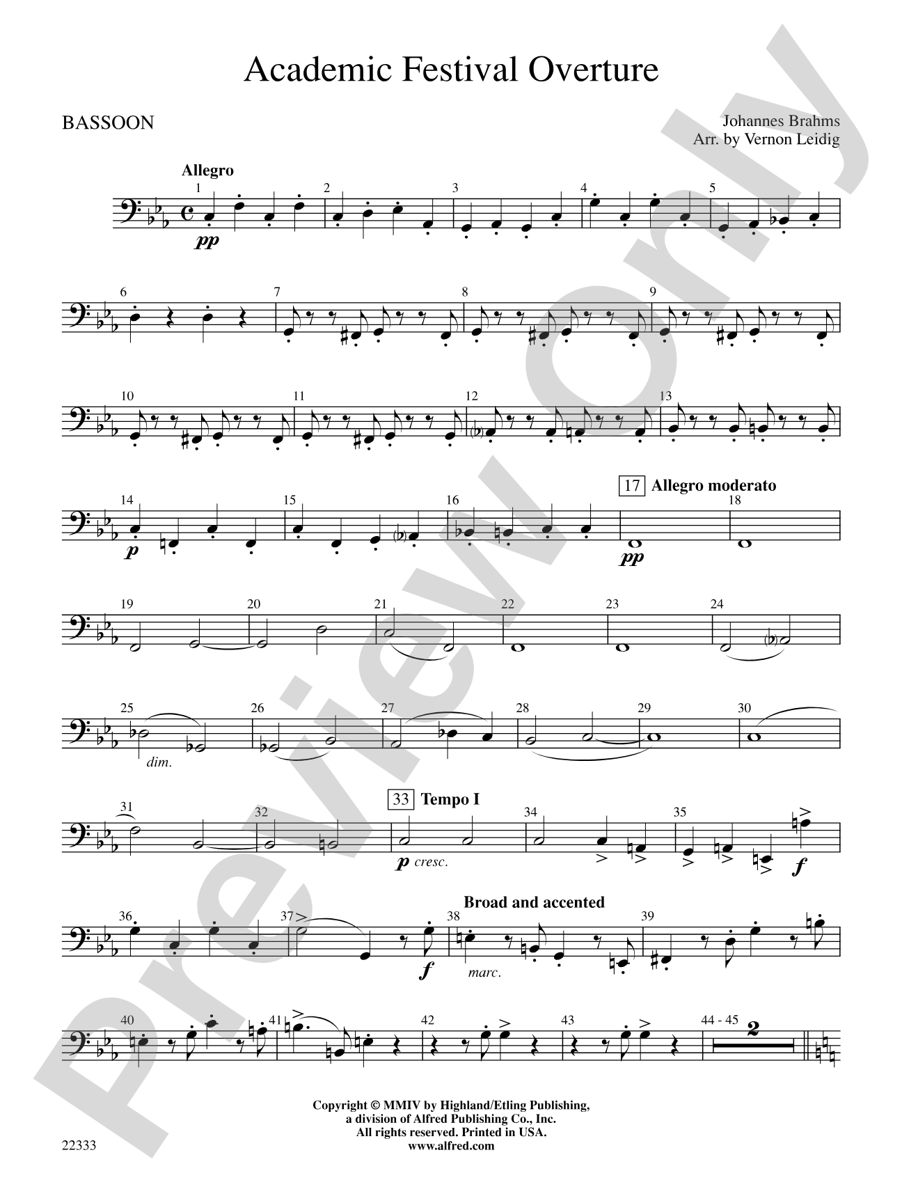 Academic Festival Overture: Bassoon