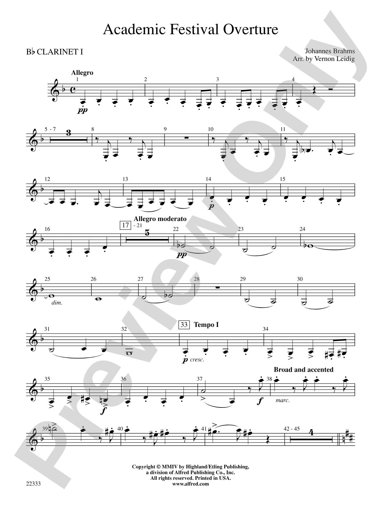 Academic Festival Overture: 1st B-flat Clarinet
