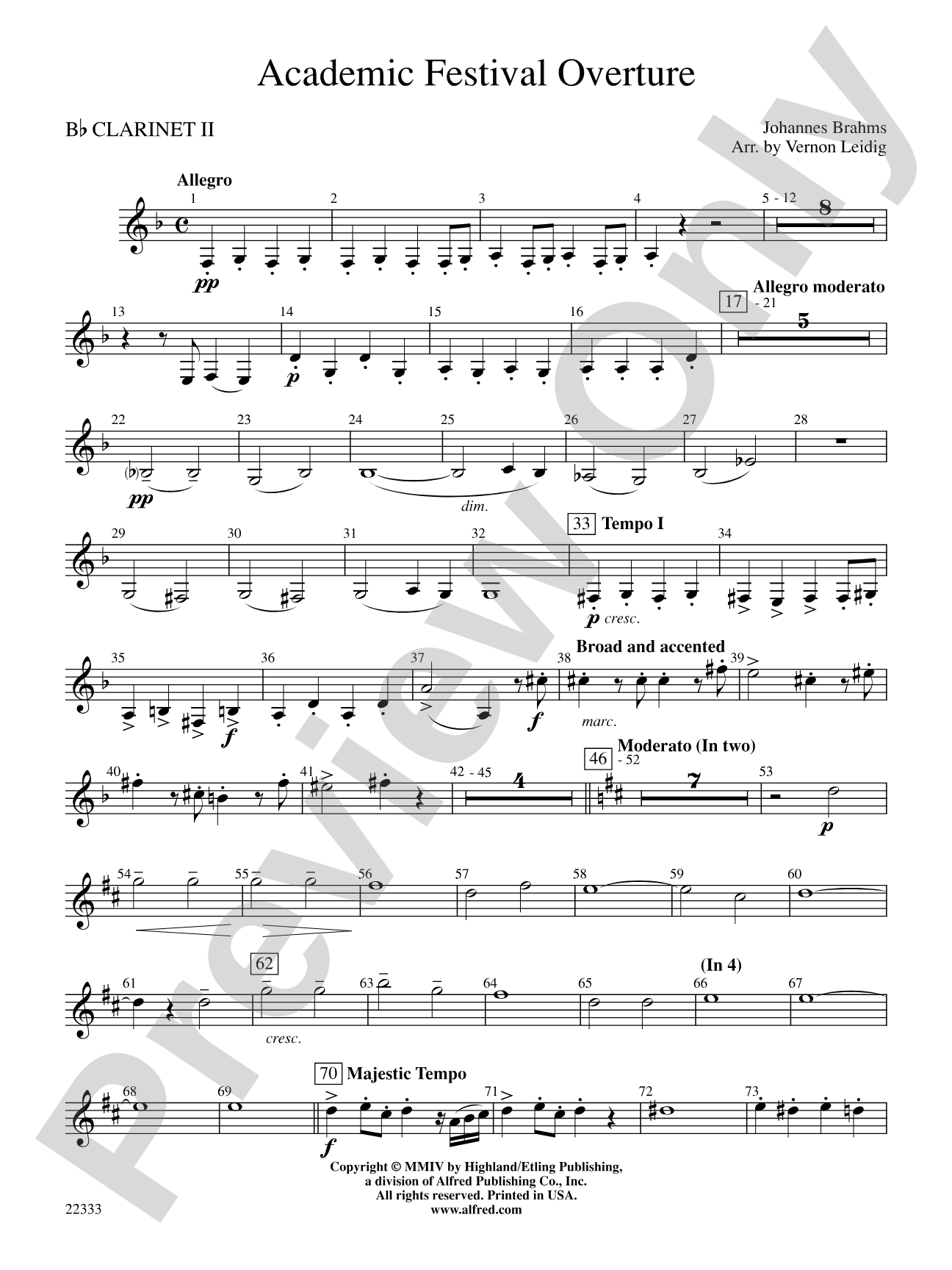 Academic Festival Overture: 2nd B-flat Clarinet