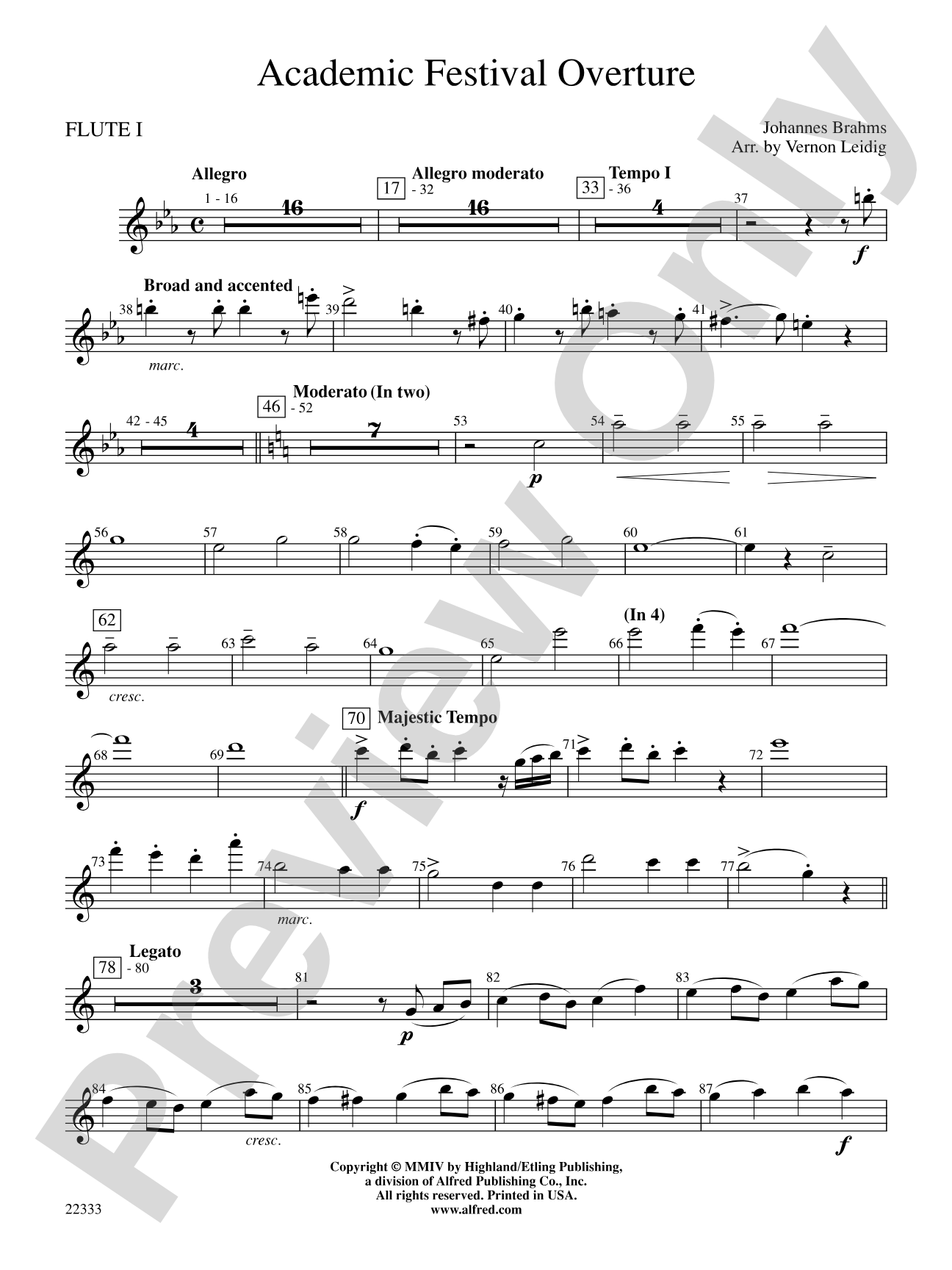 Academic Festival Overture: Flute