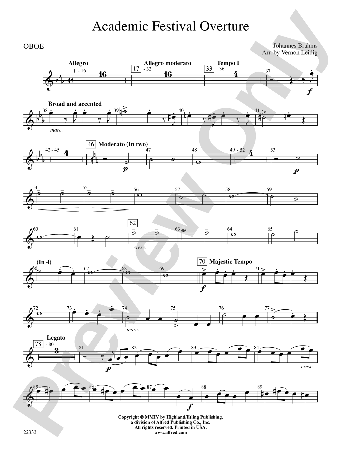 Academic Festival Overture: Oboe
