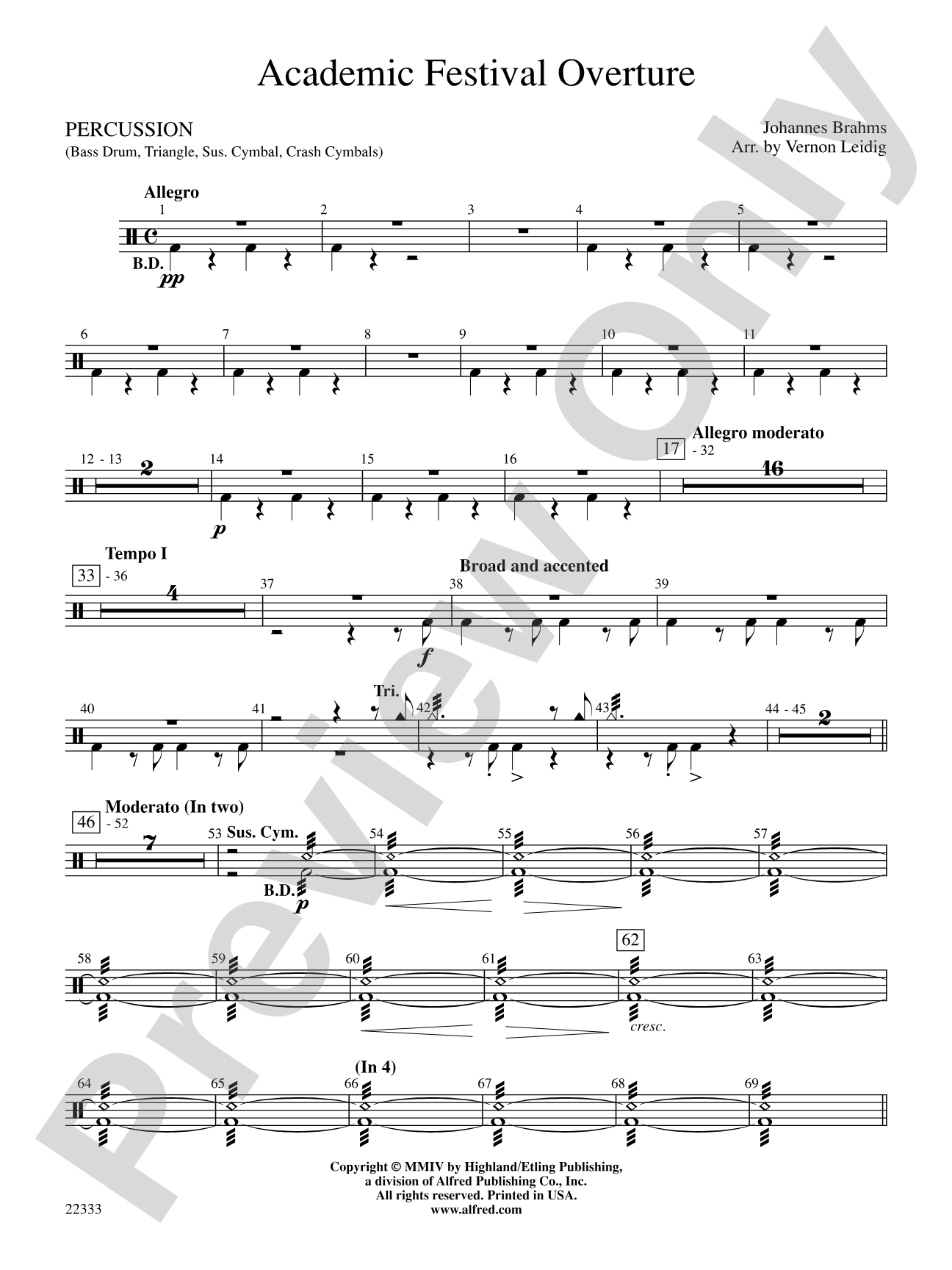 Academic Festival Overture: 1st Percussion