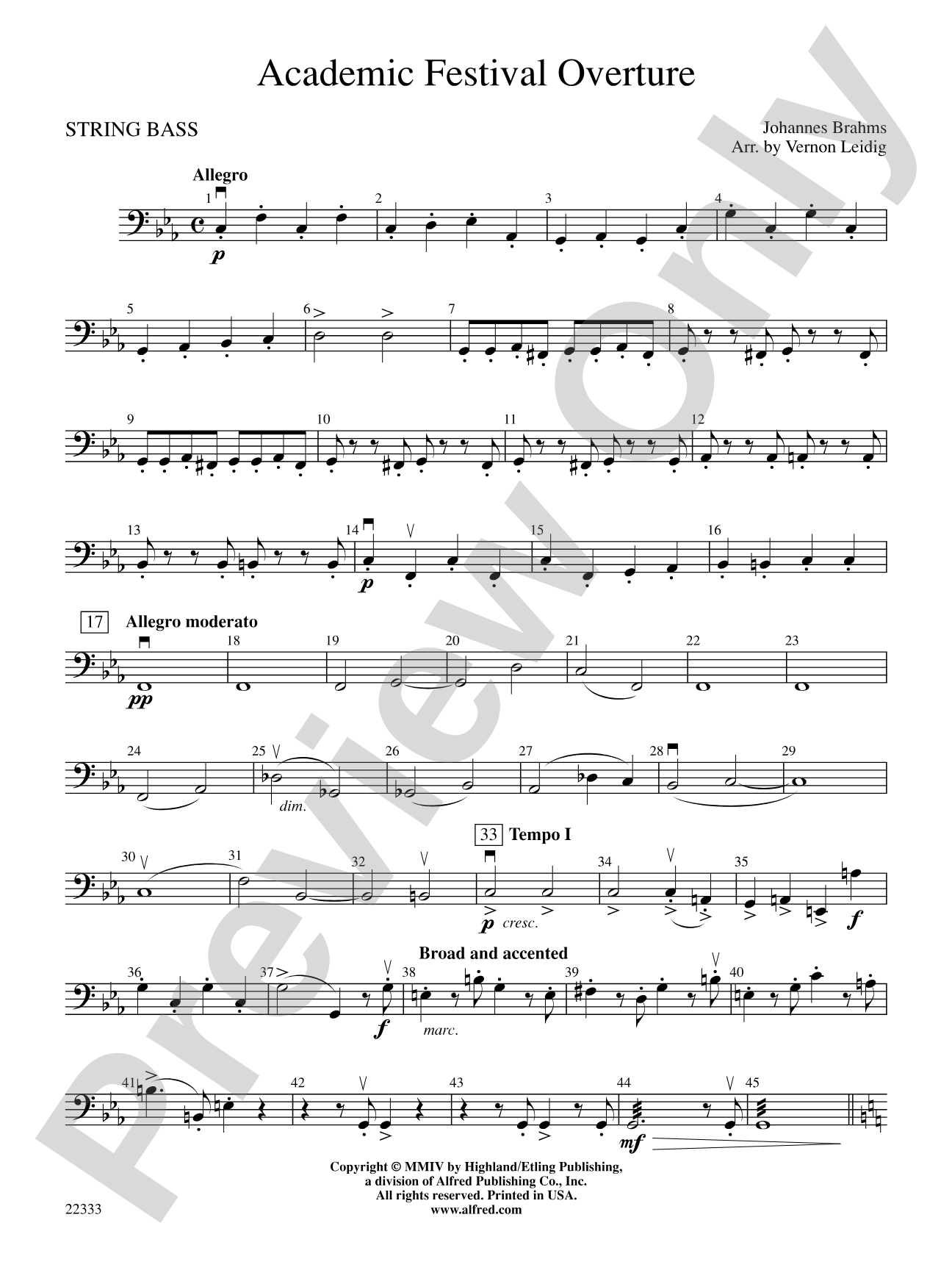 Academic Festival Overture: String Bass