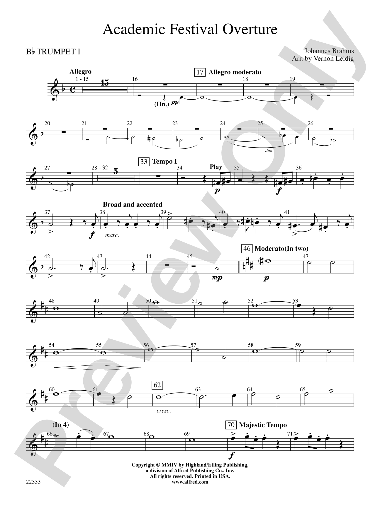 Academic Festival Overture: 1st B-flat Trumpet