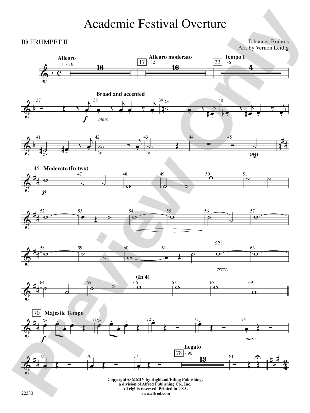Academic Festival Overture: 2nd B-flat Trumpet
