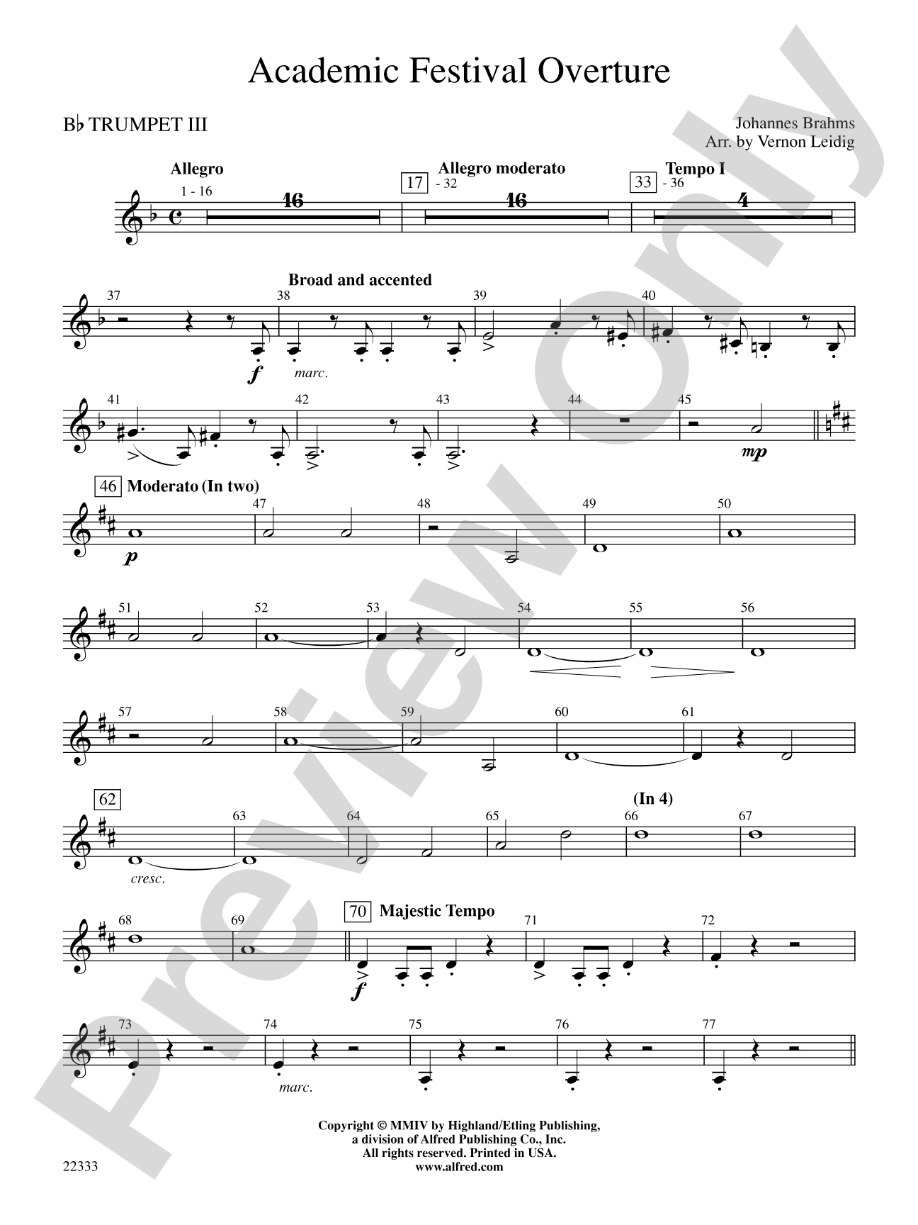 Academic Festival Overture: 3rd B-flat Trumpet