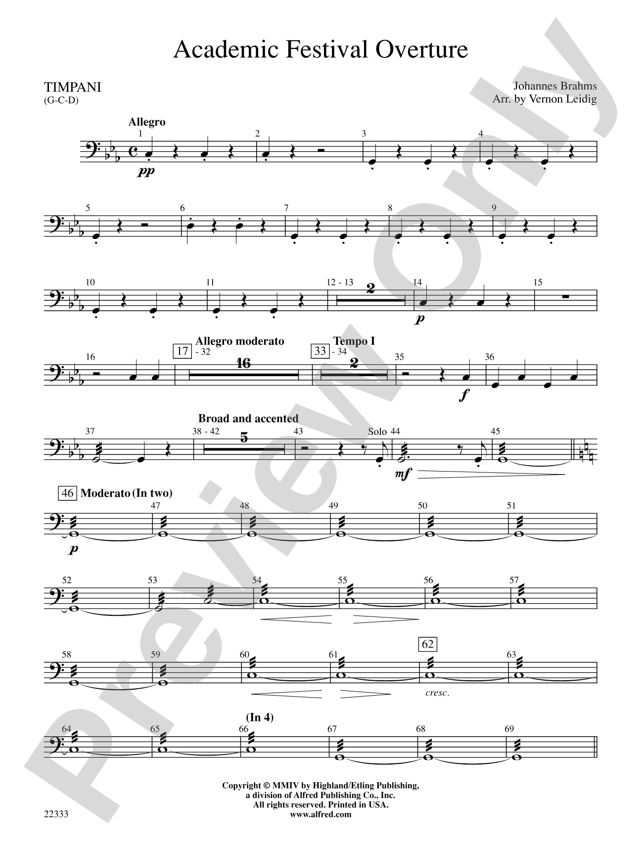 Academic Festival Overture: Timpani