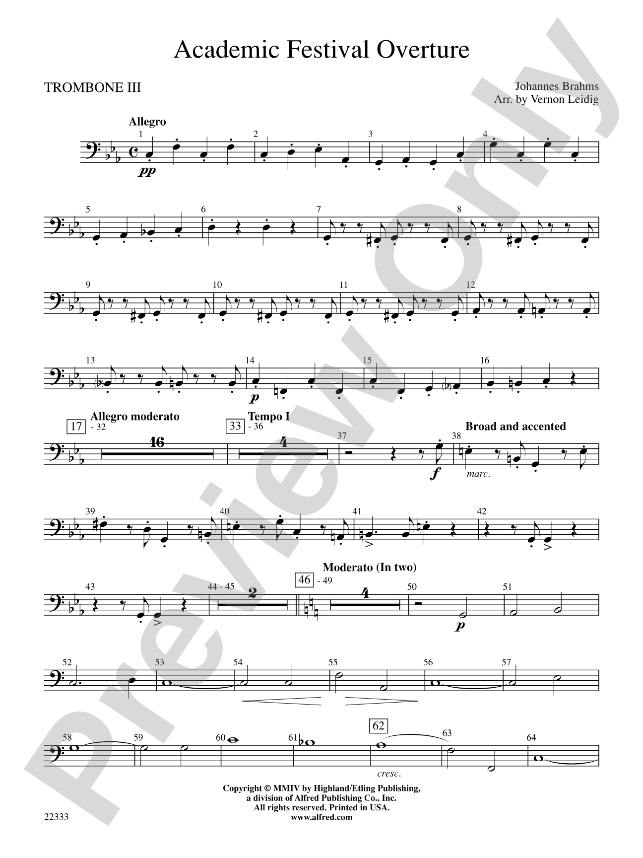 Academic Festival Overture: 3rd Trombone