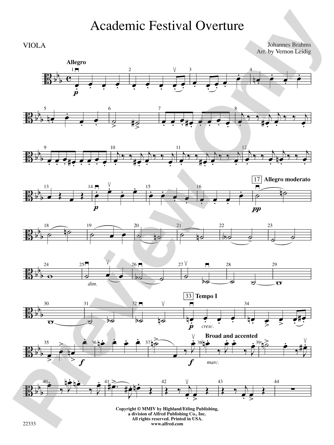 Academic Festival Overture: Viola