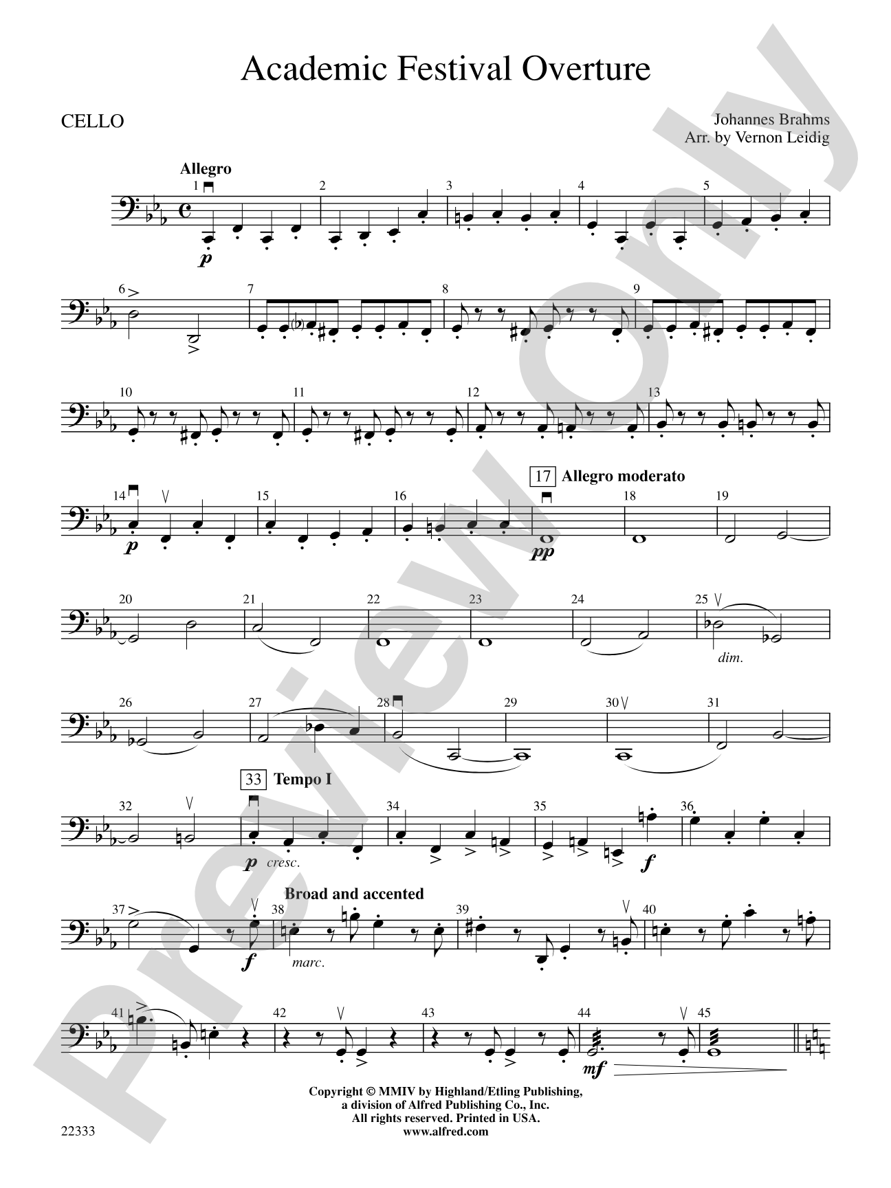 Academic Festival Overture: Cello