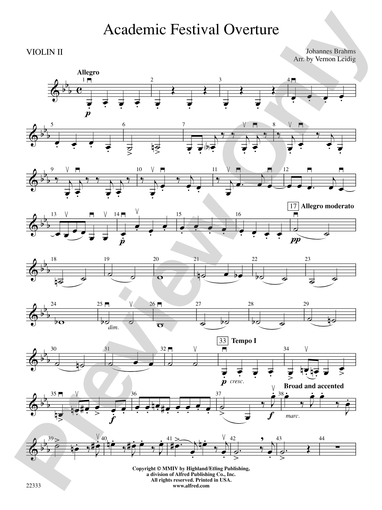 Academic Festival Overture: 2nd Violin