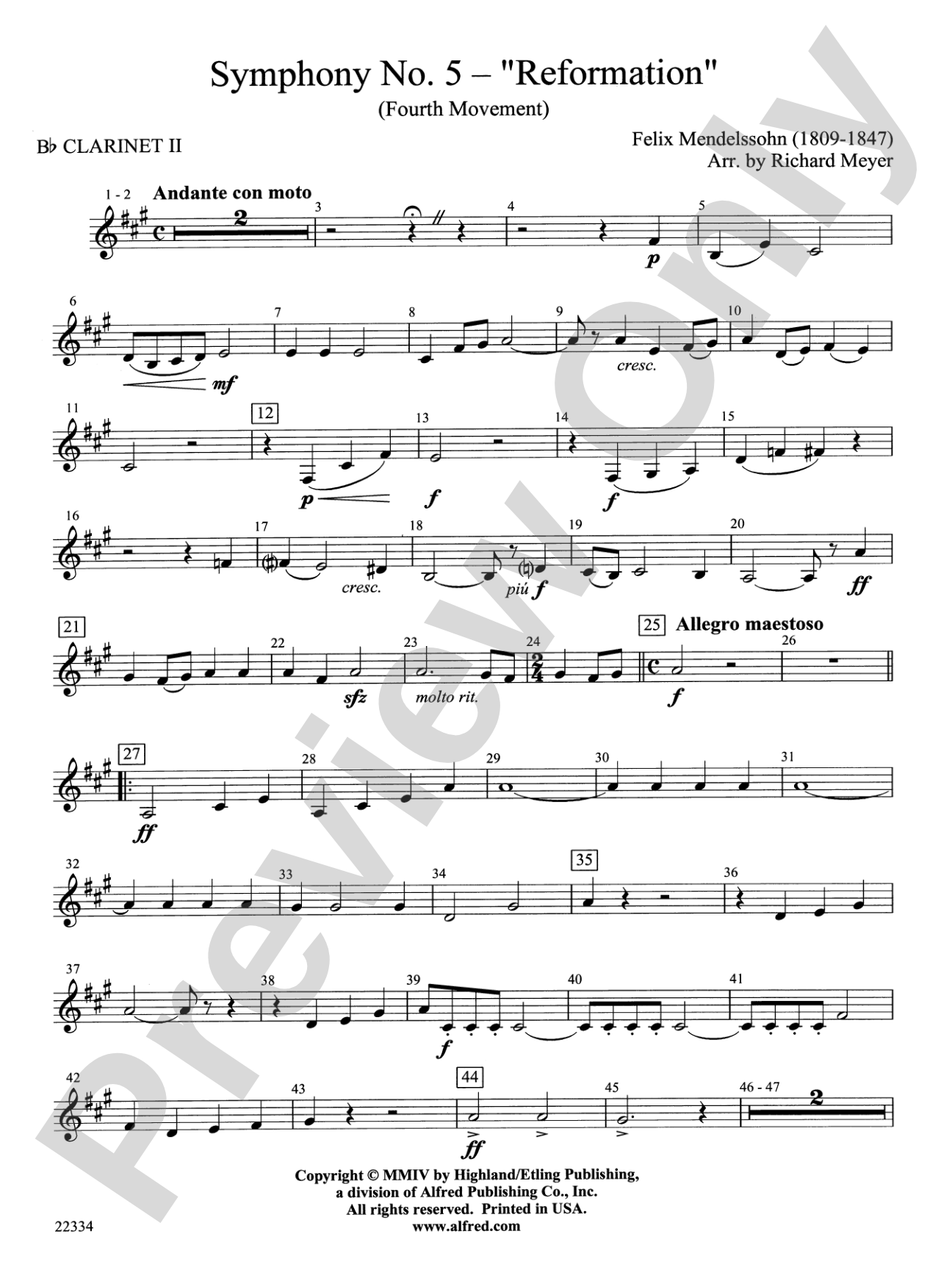 Symphony No. 5 "Reformation" (4th Movement): 2nd B-flat Clarinet