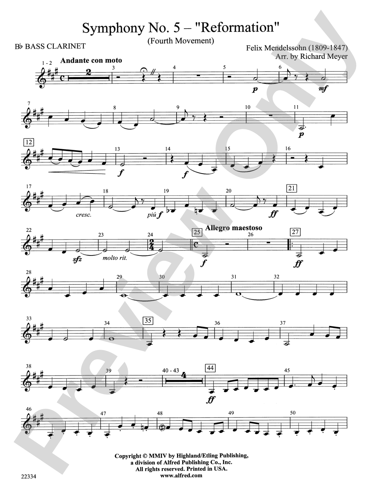 Symphony No. 5 "Reformation" (4th Movement): B-flat Bass Clarinet