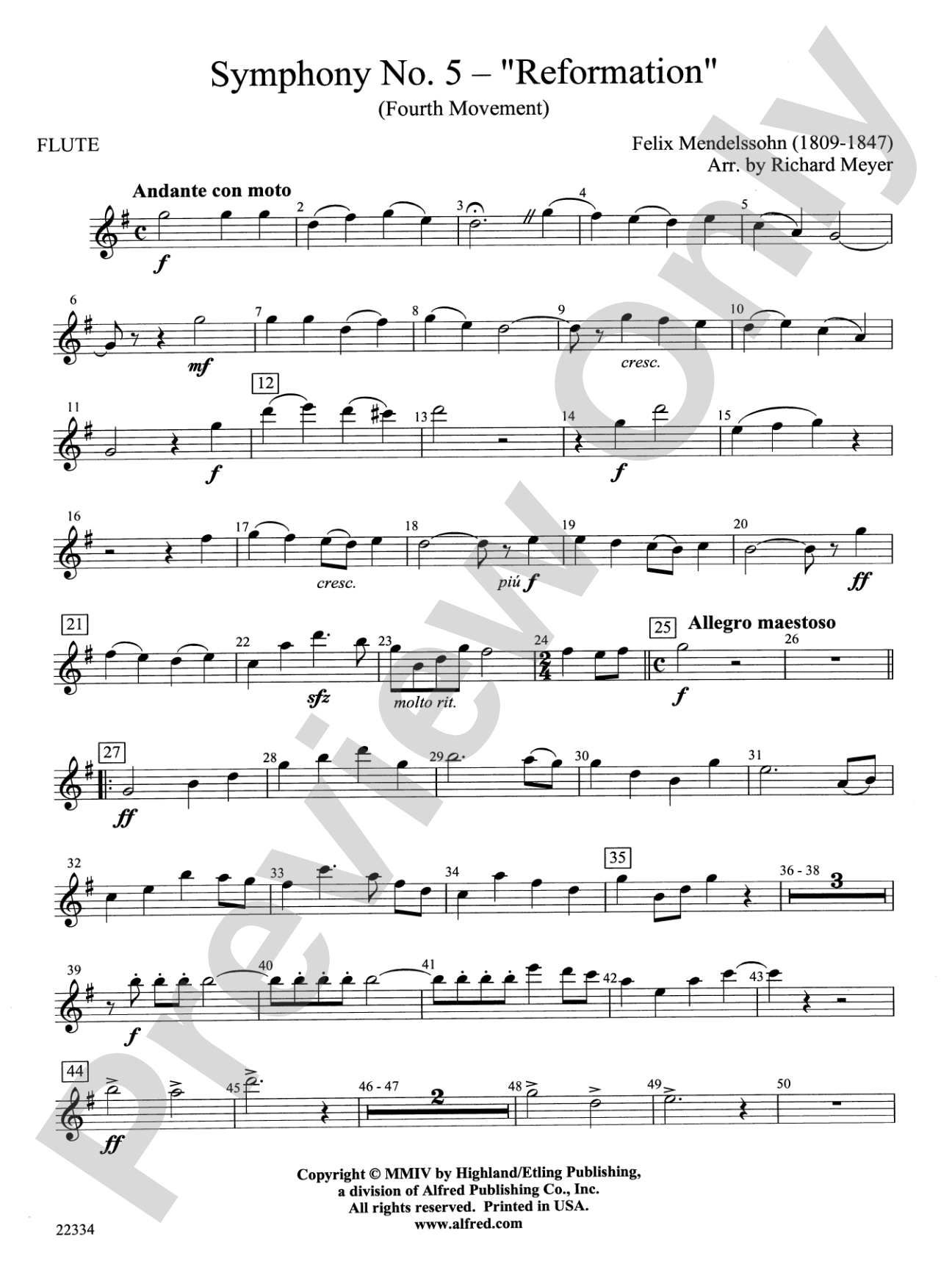 Symphony No. 5 "Reformation" (4th Movement): Flute