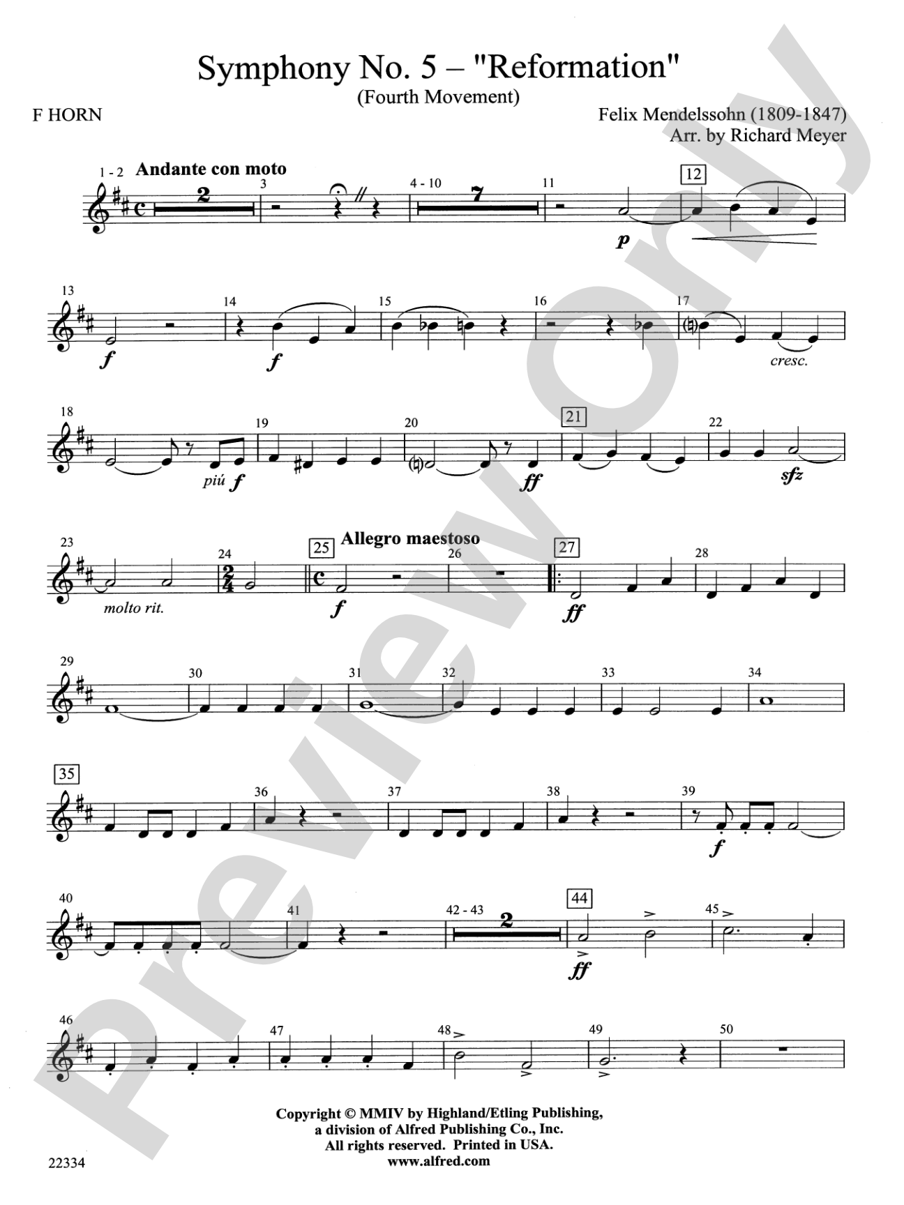 Symphony No. 5 "Reformation" (4th Movement): 1st F Horn