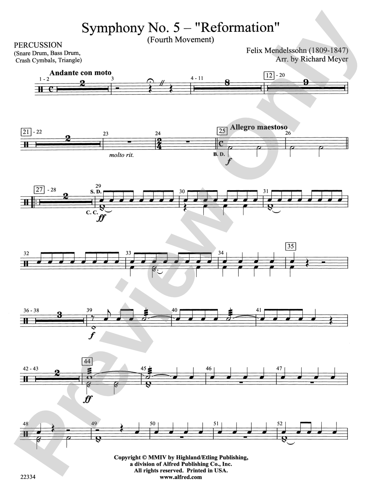 Symphony No. 5 "Reformation" (4th Movement): 1st Percussion