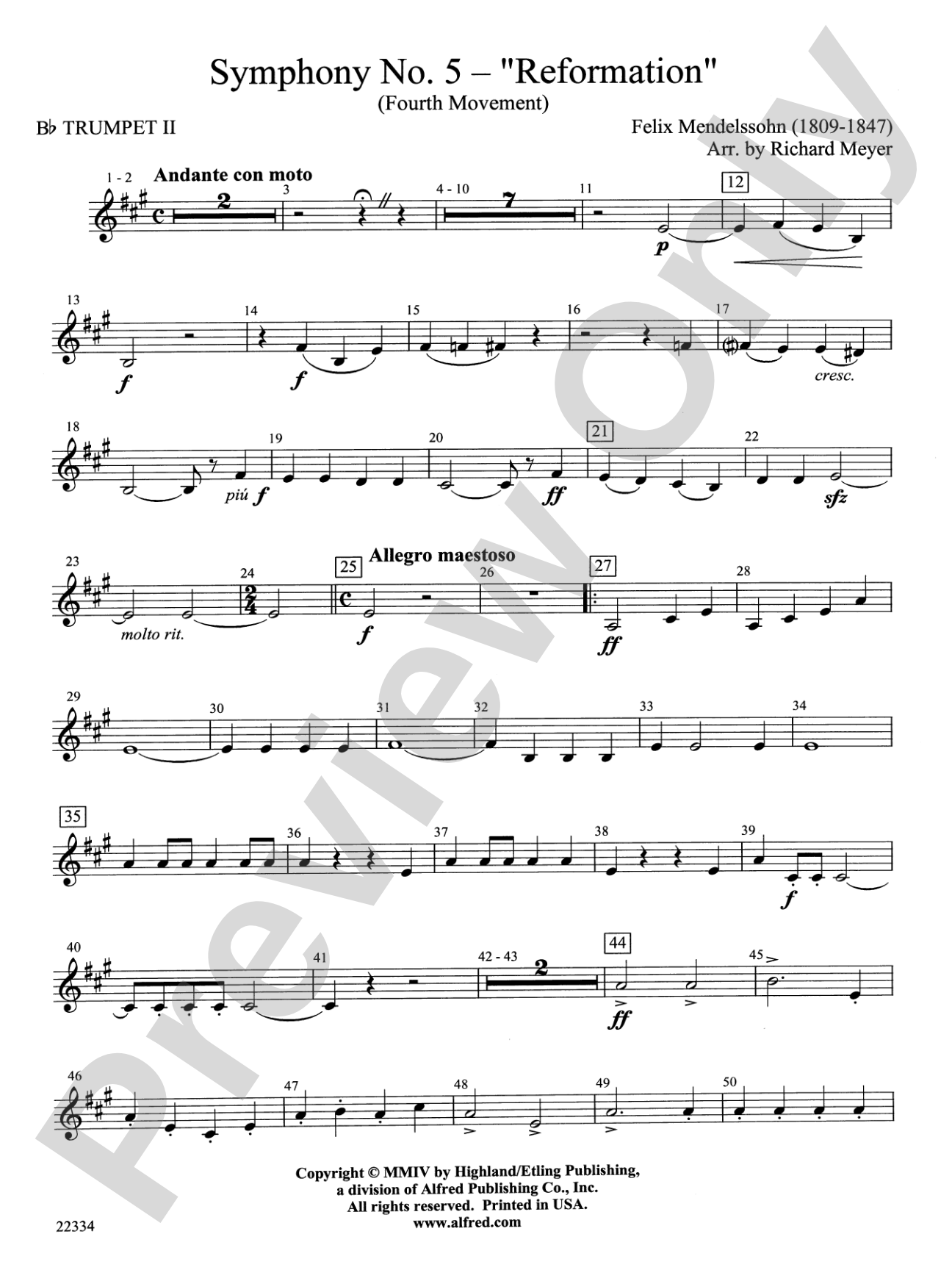 Symphony No. 5 "Reformation" (4th Movement): 2nd B-flat Trumpet