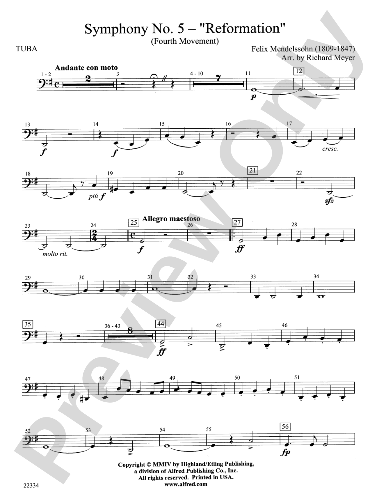 Symphony No. 5 "Reformation" (4th Movement): Tuba