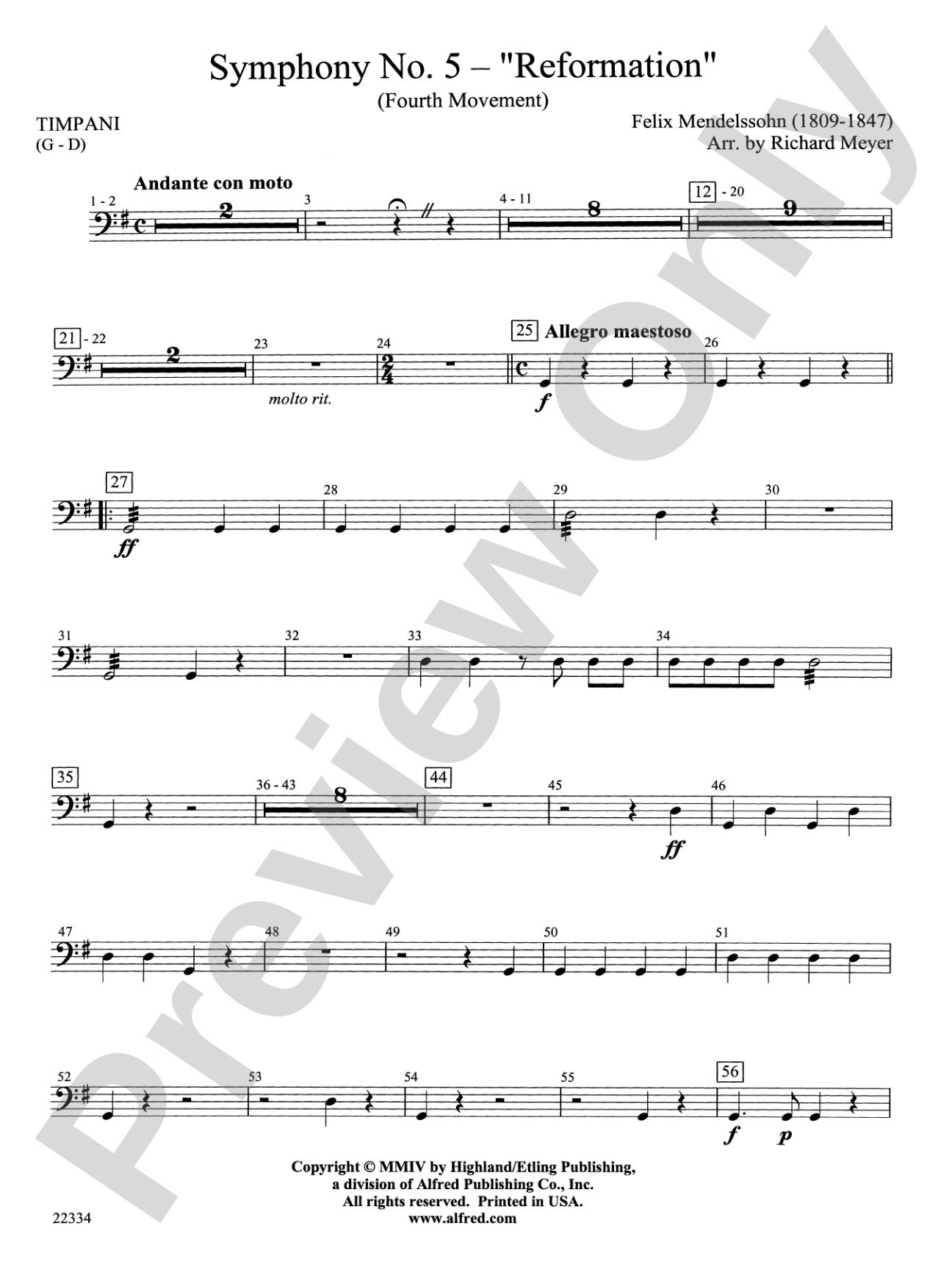 Symphony No. 5 "Reformation" (4th Movement): Timpani