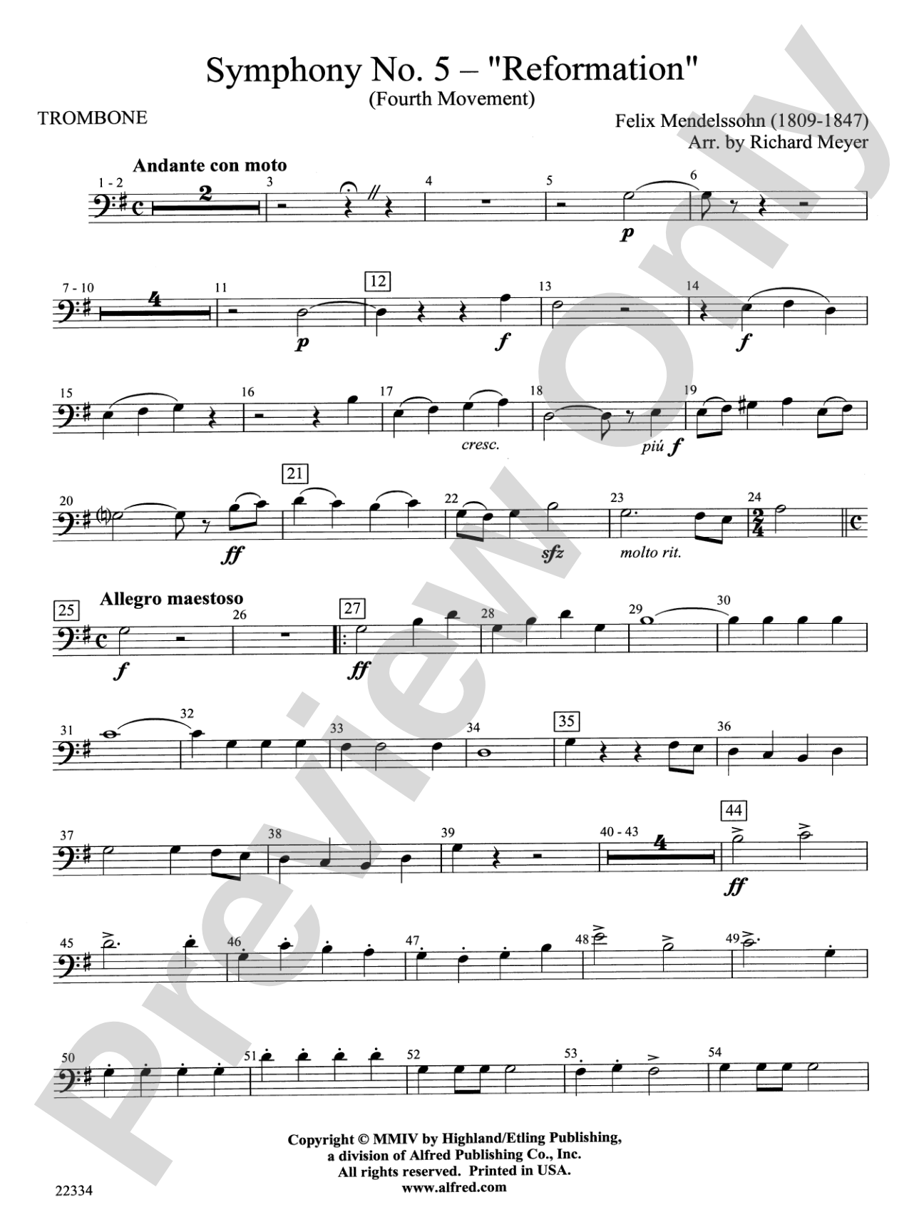 Symphony No. 5 "Reformation" (4th Movement): 1st Trombone