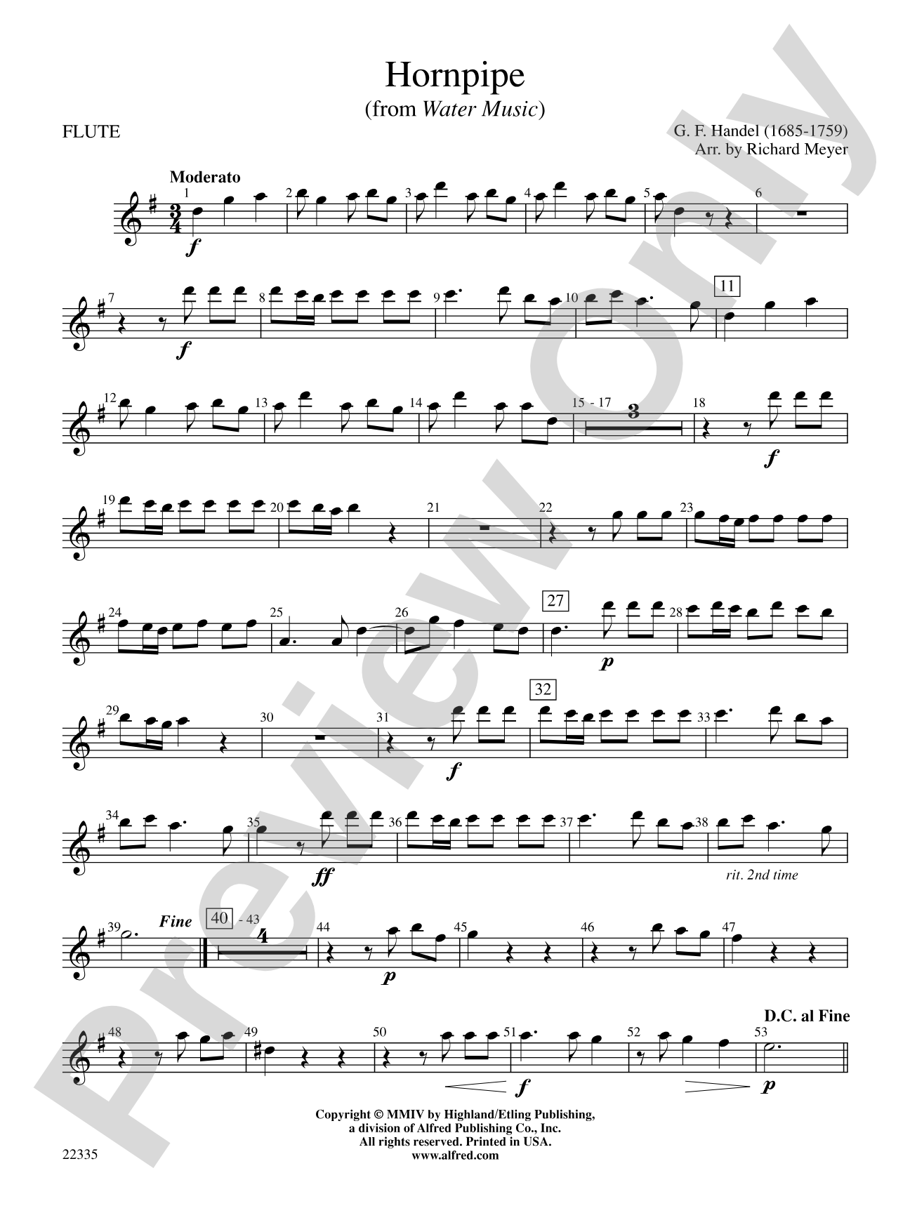 Hornpipe (from Water Music): Flute