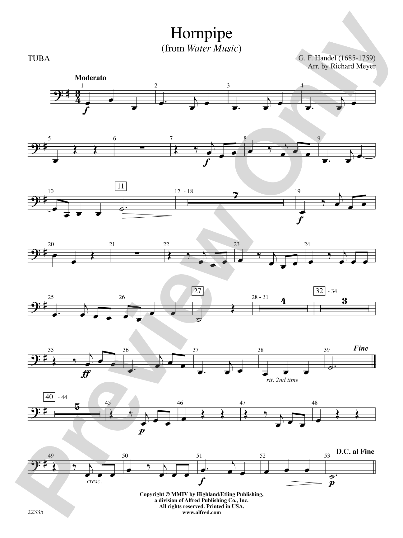 Hornpipe (from Water Music): Tuba