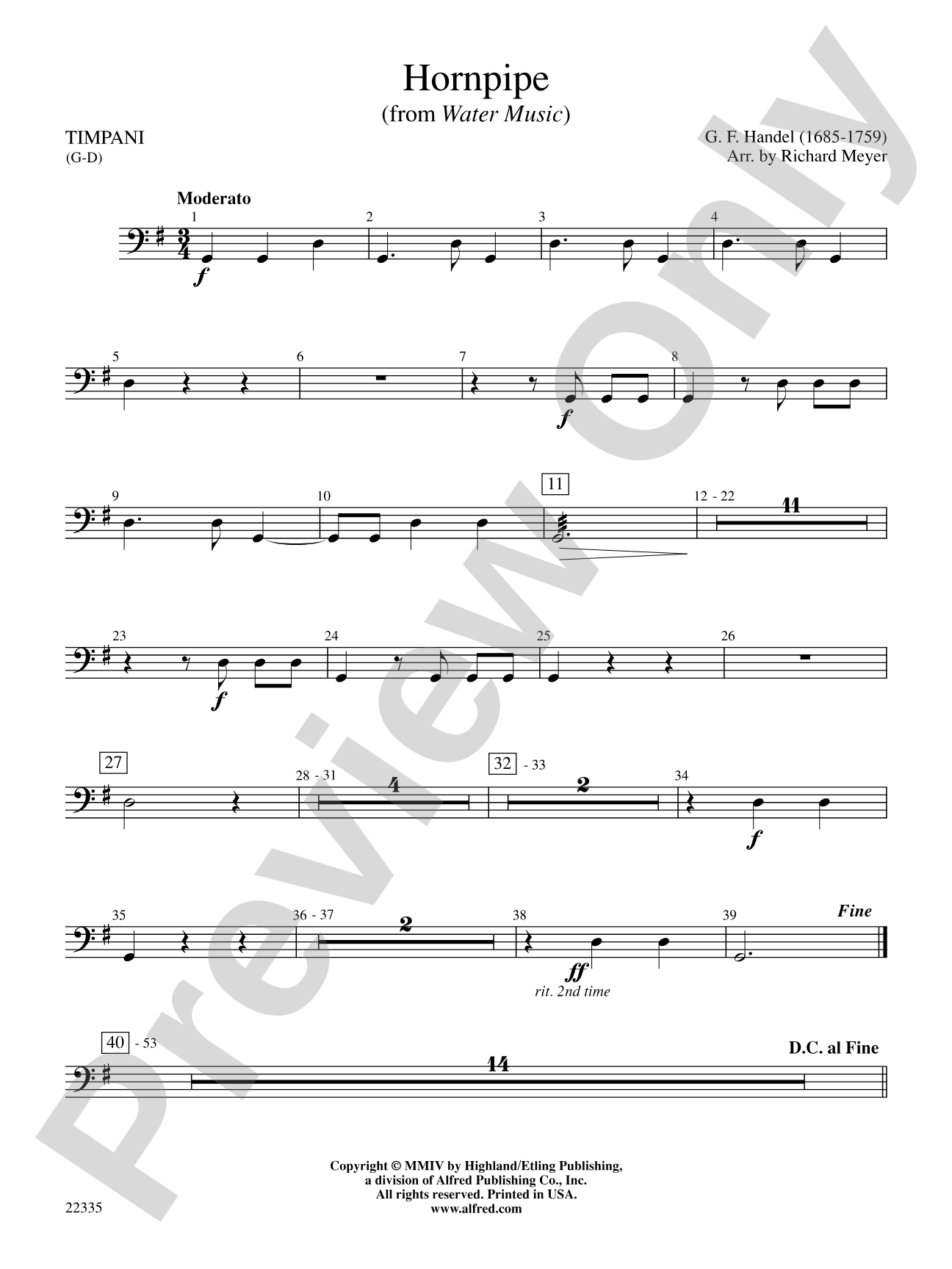 Hornpipe (from Water Music): Timpani