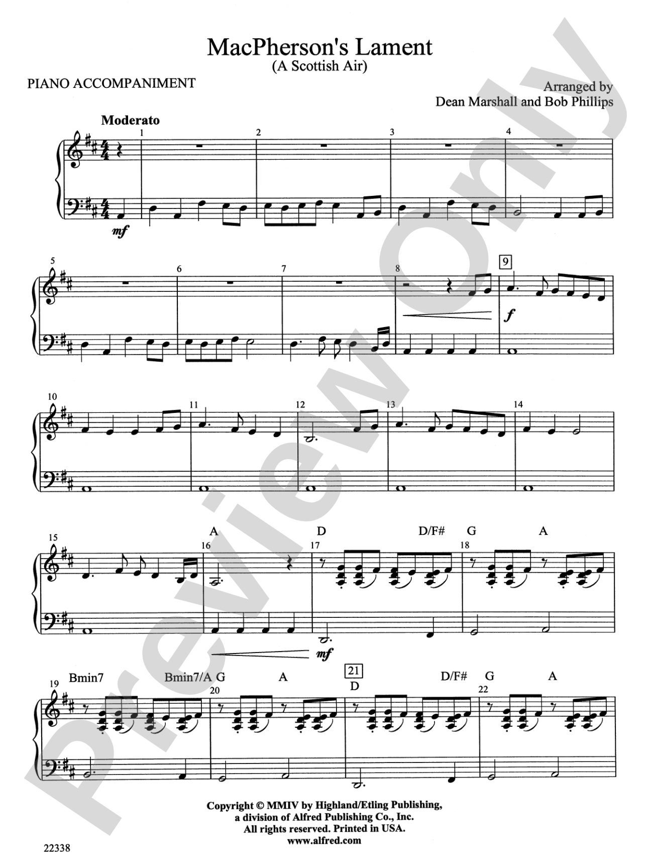 MacPherson's Lament (A Scottish Air): Piano Accompaniment