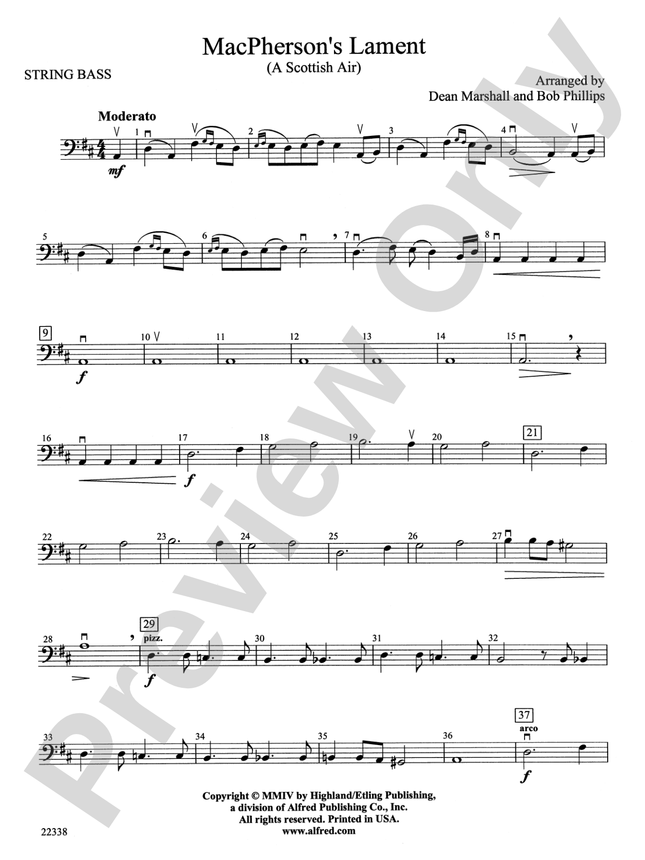 MacPherson's Lament (A Scottish Air): String Bass